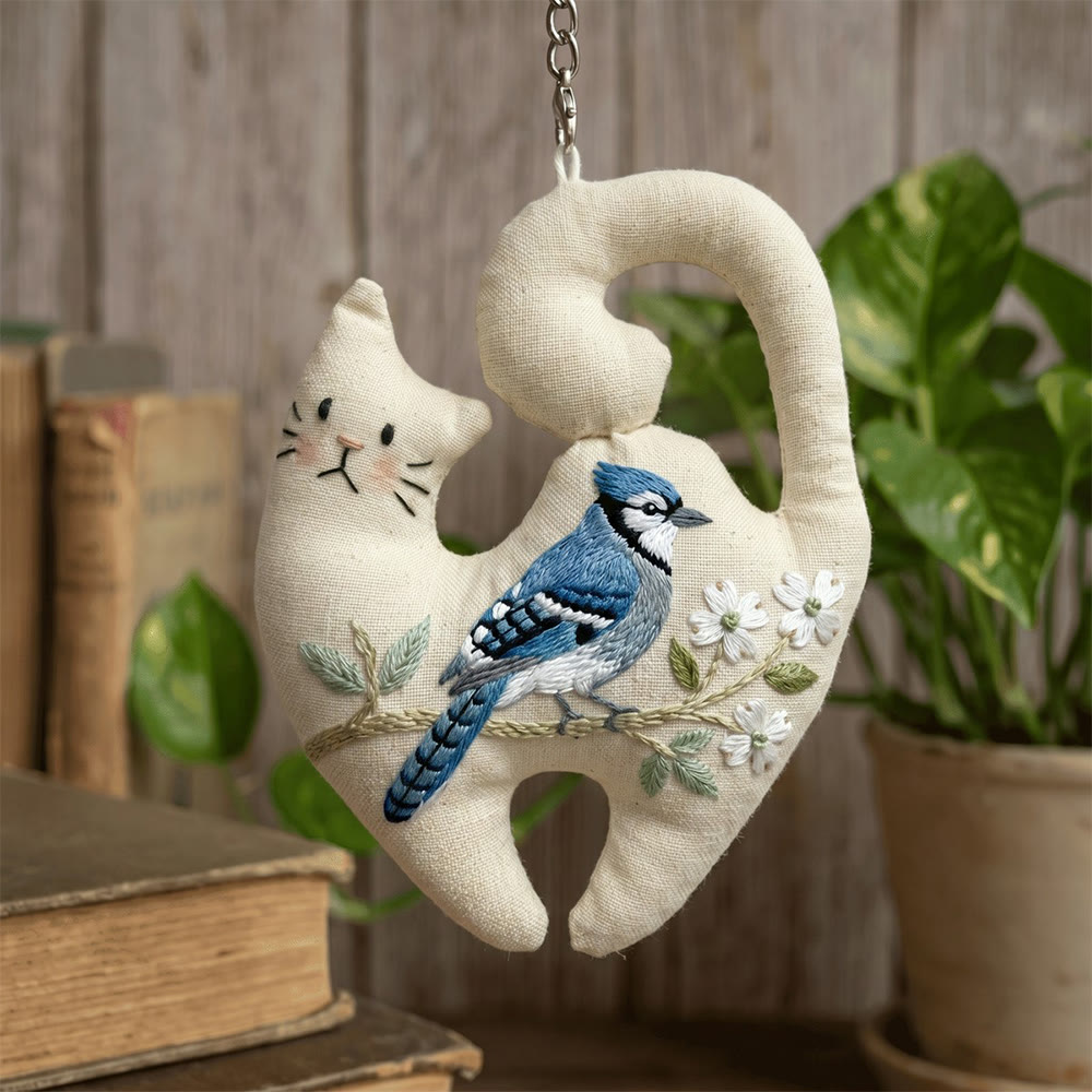 Rubbyoo Kitty Embroidery Kit - Blue Magpie  | Easy-to-do Special Handicraft | Unique Animal Pattern Bag Accessory - image 2