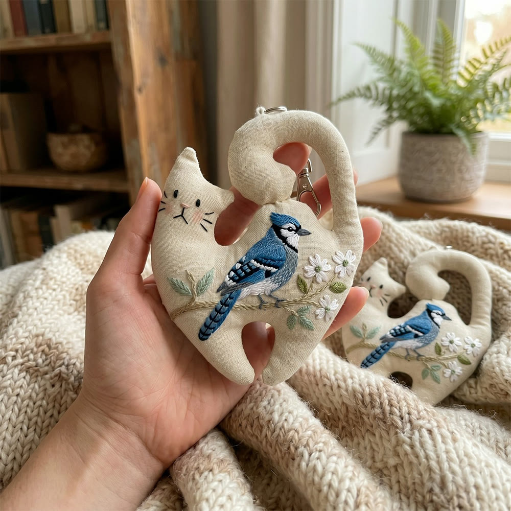 Rubbyoo Kitty Embroidery Kit - Blue Magpie  | Easy-to-do Special Handicraft | Unique Animal Pattern Bag Accessory - image 6