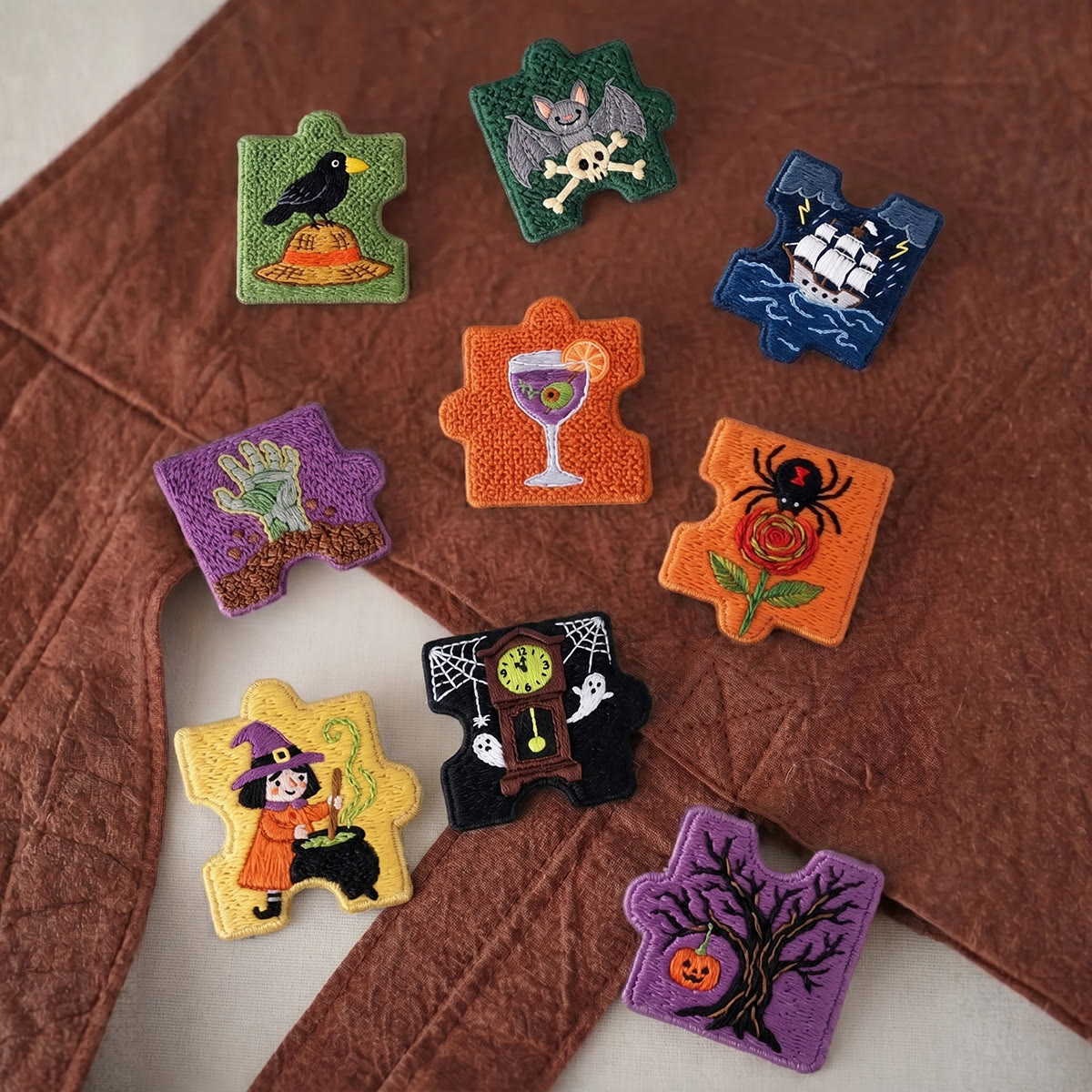 Rubbyoo Diy Magnet & Brooch Embroidery Puzzle Kit - Cute Witch Zombie | Spooky Halloween Fridge Magnets - image 2