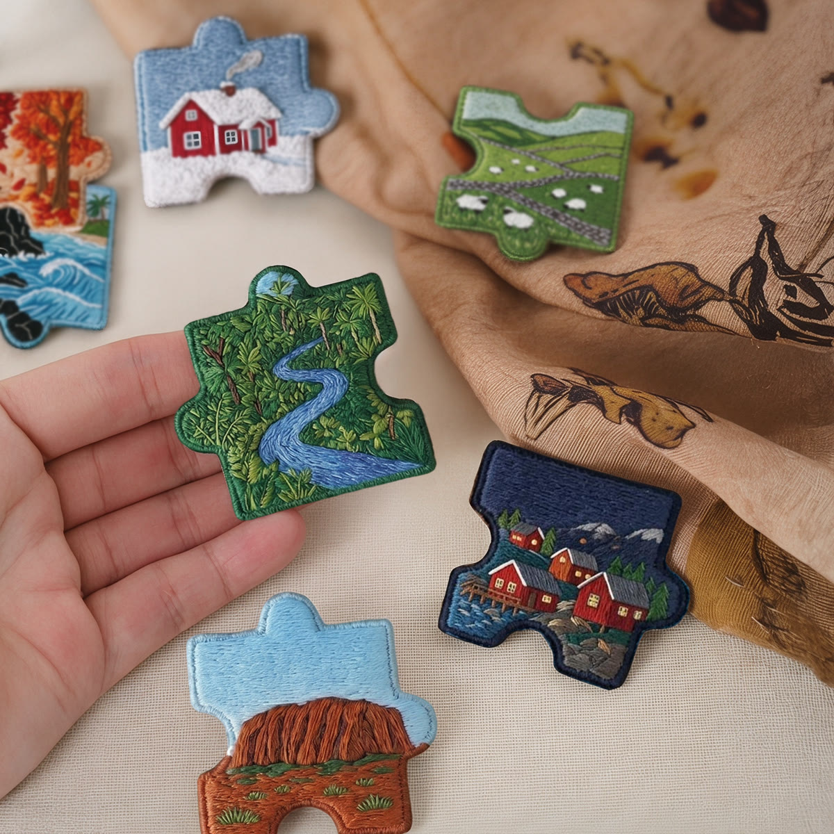 Rubbyoo Diy Magnet & Brooch Embroidery Puzzle Kit - Landscape Art | Unique Birthday Gift For Her - image 4
