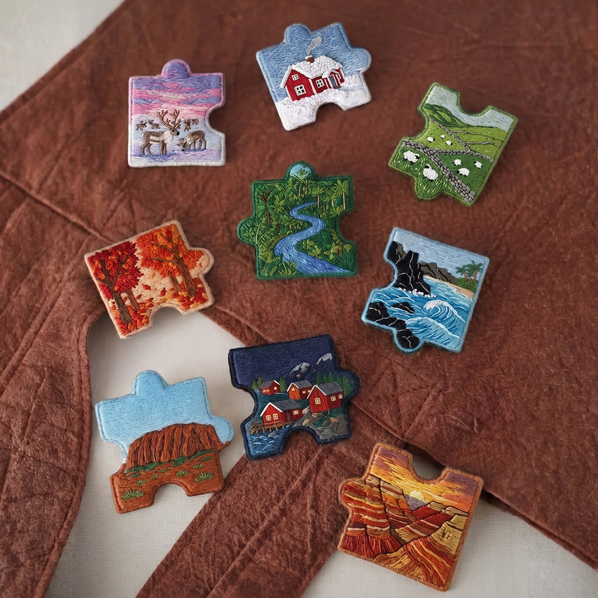 Rubbyoo Diy Magnet & Brooch Embroidery Puzzle Kit - Landscape Art | Unique Birthday Gift For Her - image 2