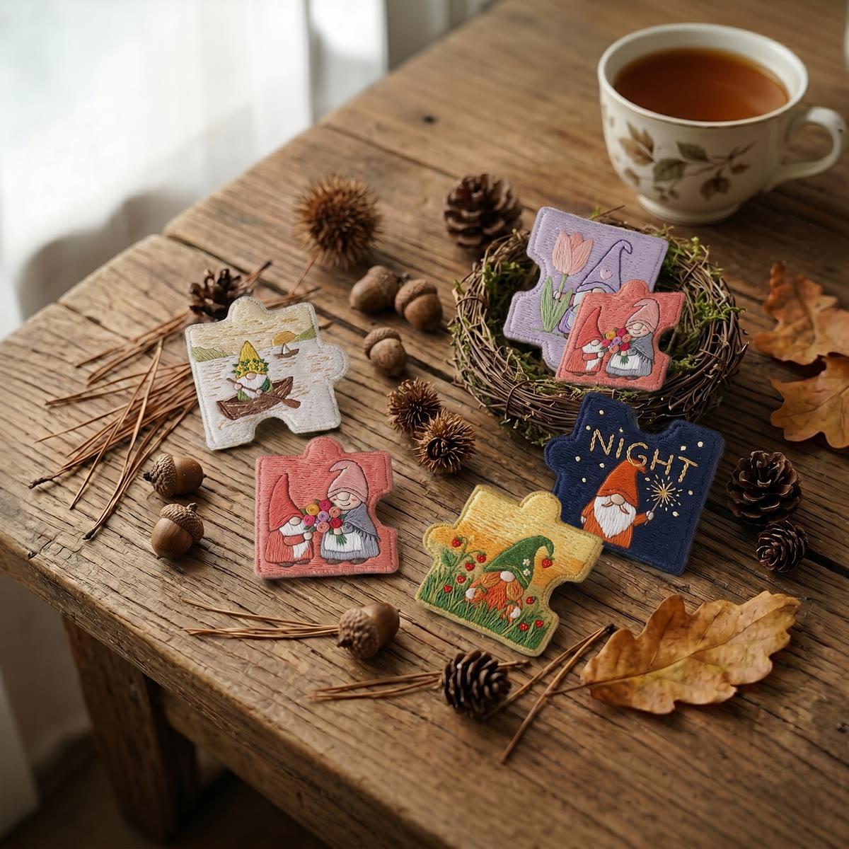 Rubbyoo Diy Magnet & Brooch Embroidery Puzzle Kit - Cute Holiday Gnomes | Handmade Magnet Gift  - image 5