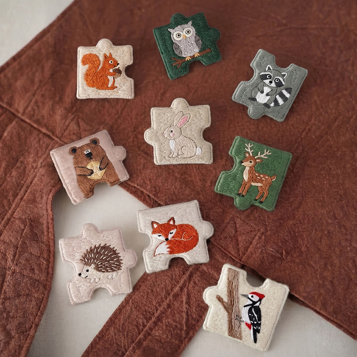 Rubbyoo Diy Magnet & Brooch Embroidery Puzzle Kit - Cute Woodland Creatures | Handmade Fabric Fridge Magnet - image 2