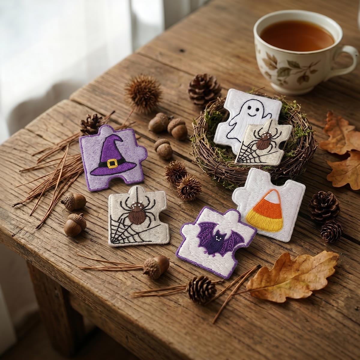 Rubbyoo Diy Magnet & Brooch Embroidery Puzzle Kit - Witchcraft Art | Spooky Cute Kitchen Decor Magnets - image 6