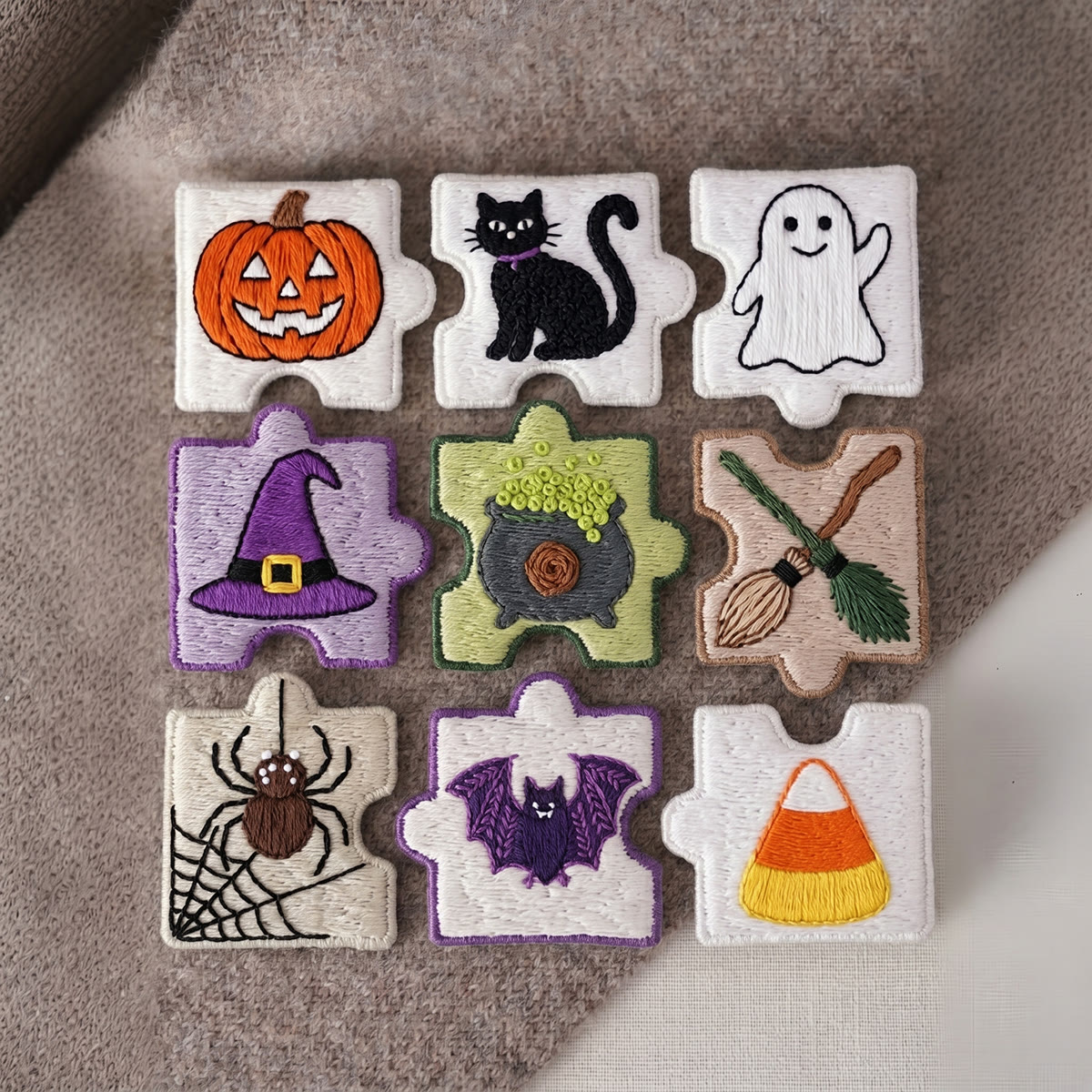 Rubbyoo Diy Magnet & Brooch Embroidery Puzzle Kit - Witchcraft Art | Spooky Cute Kitchen Decor Magnets - image 3