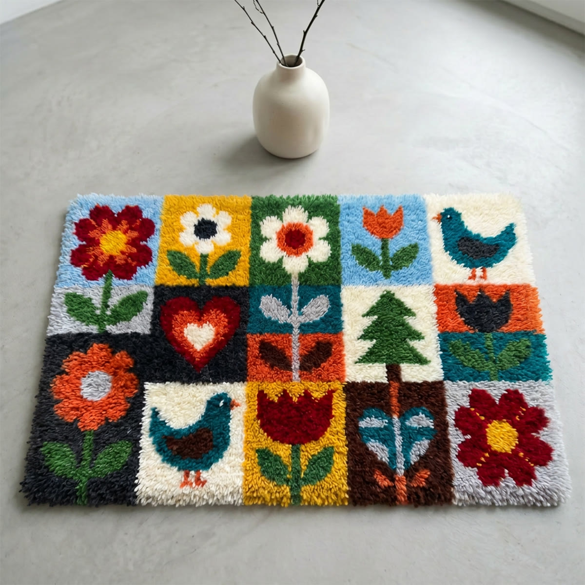 Rubbyoo Latch Hook Rug Kit - Variety Of Flowers | Handmade Floral  Art Craft | Diy Bedroom Floor Mat - image 3