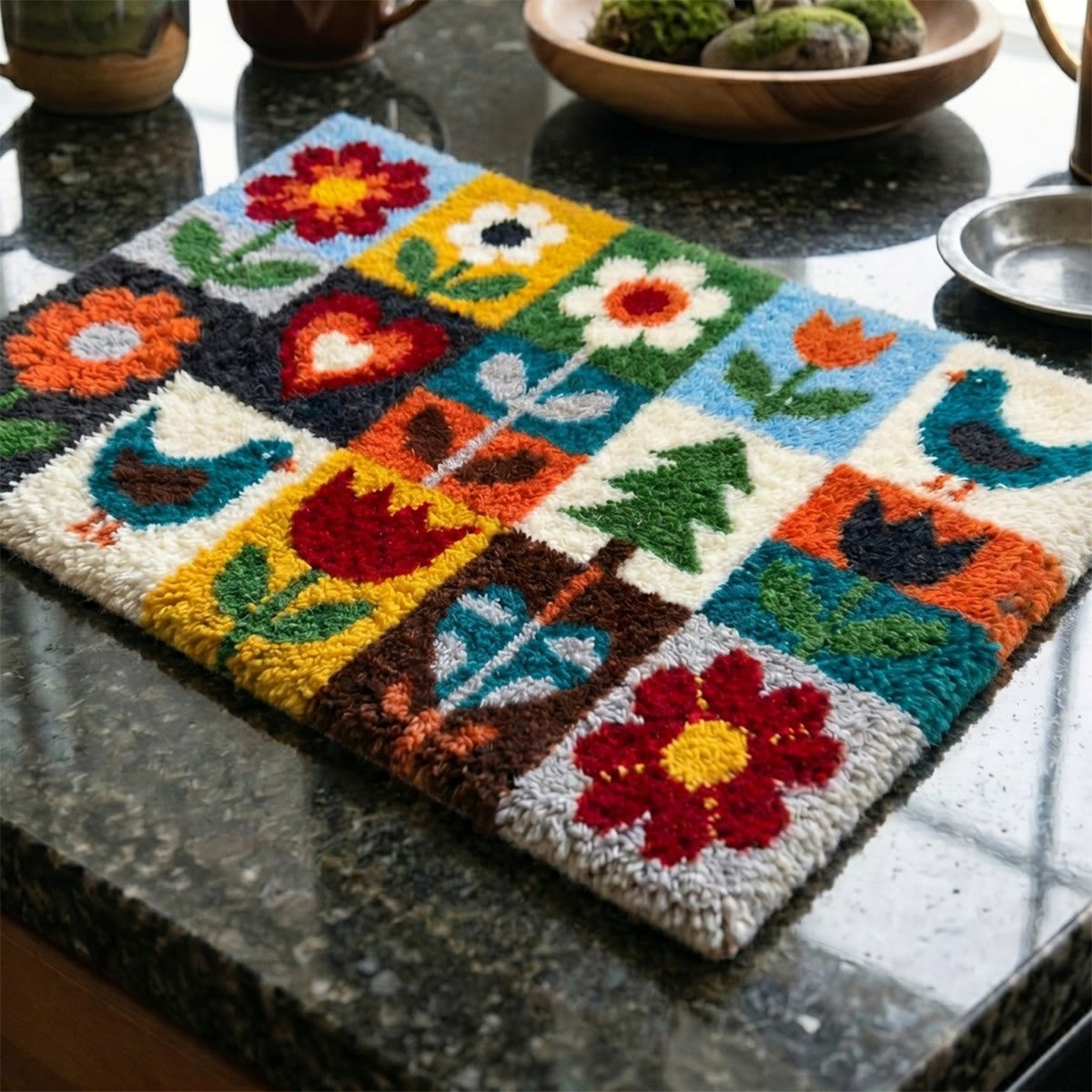 Rubbyoo Latch Hook Rug Kit - Variety Of Flowers | Handmade Floral  Art Craft | Diy Bedroom Floor Mat - image 4