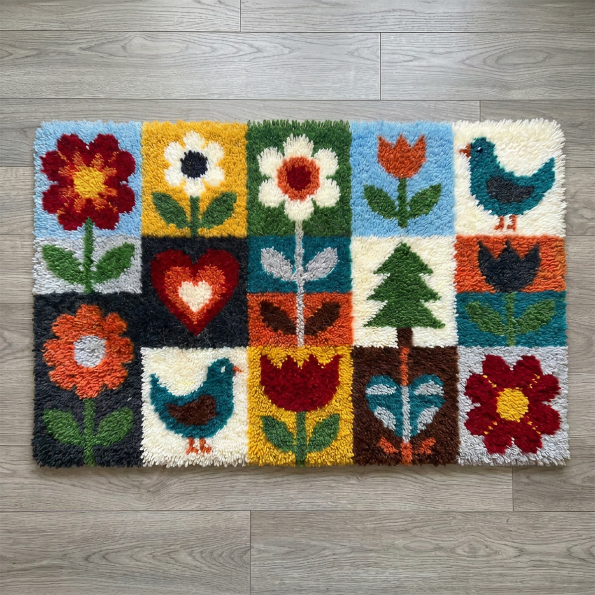 Rubbyoo Latch Hook Rug Kit - Variety Of Flowers | Handmade Floral  Art Craft | Diy Bedroom Floor Mat - 75×50cm - image 1