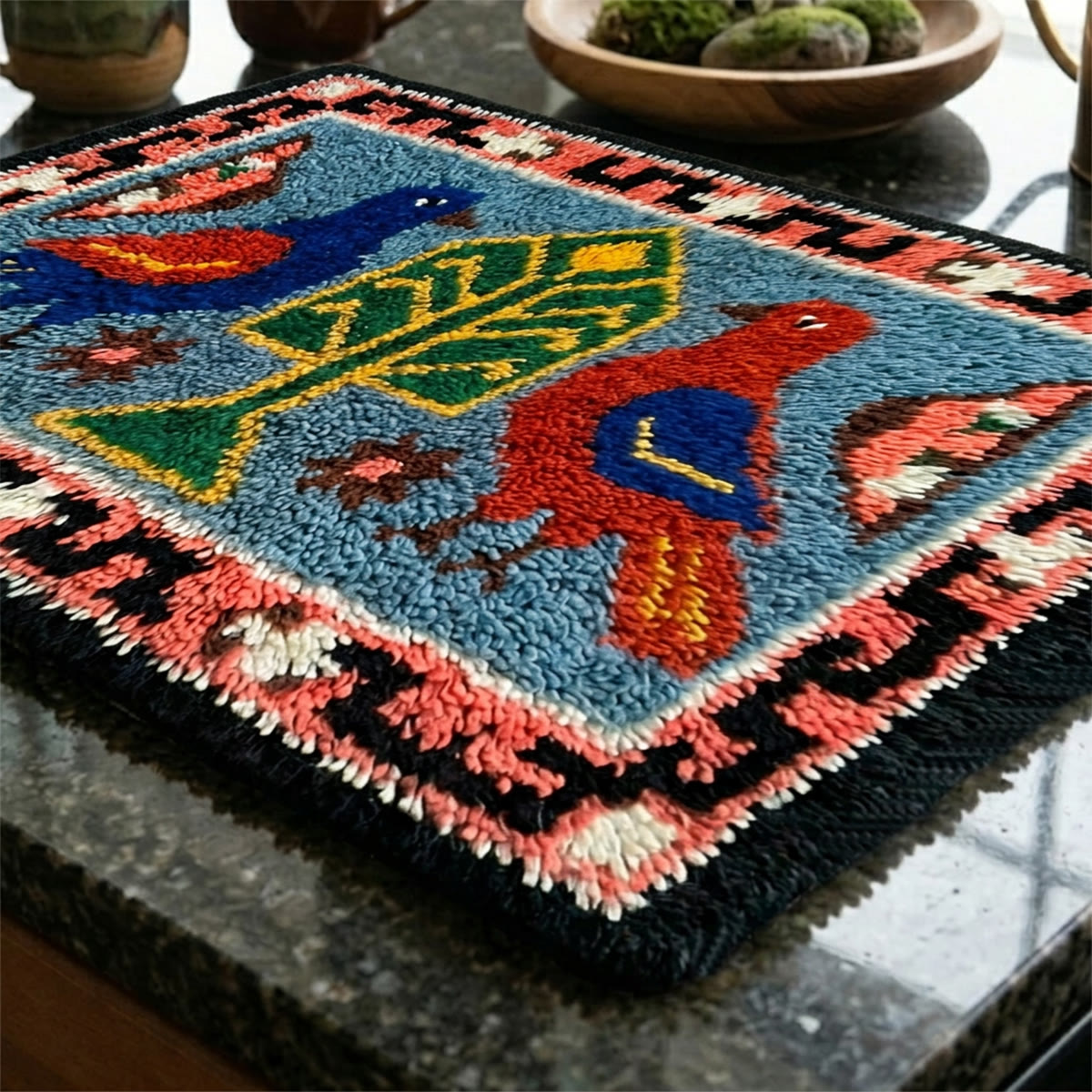 Rubbyoo Latch Hook Rug Kit - Vibrant Bird | Swedish Folk Carpet Art | Unique Hanging Decor - image 4