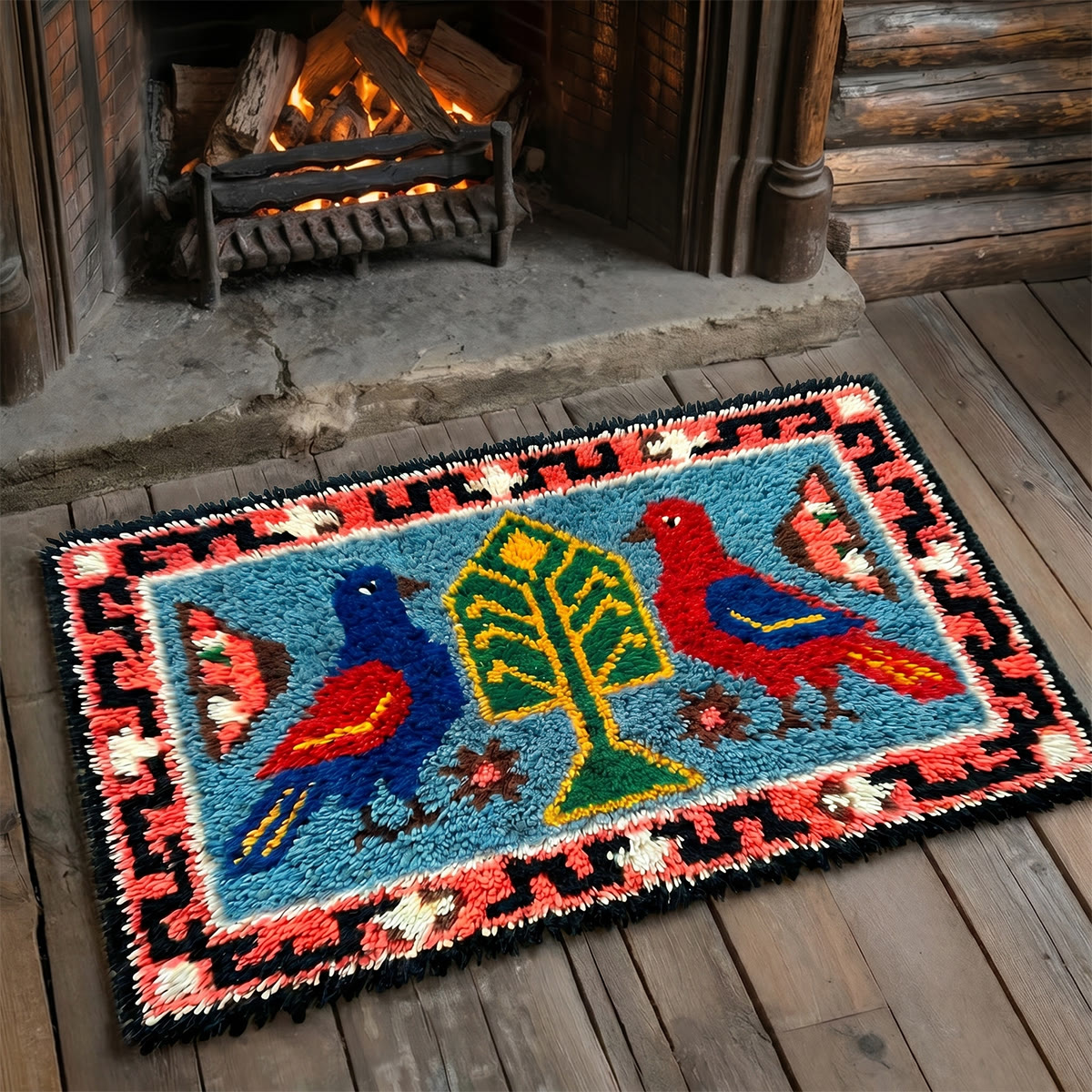 Rubbyoo Latch Hook Rug Kit - Vibrant Bird | Swedish Folk Carpet Art | Unique Hanging Decor - image 7
