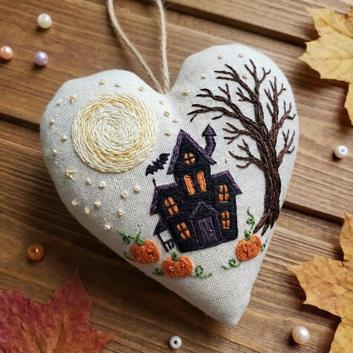 Rubbyoo Heart Embroidery Kit - Haunted House | Halloween Spooky Decoration | Perfect For Wall Hanging  - image 2