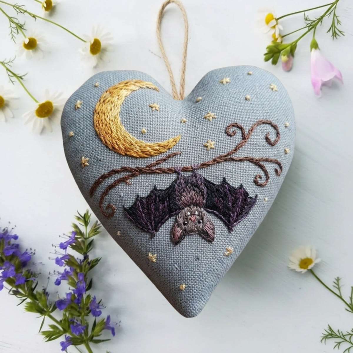 Rubbyoo Heart Embroidery Kit - Evil Bat | Halloween Hanging Decoration | Gothic Style Handmade Gift  - image 3