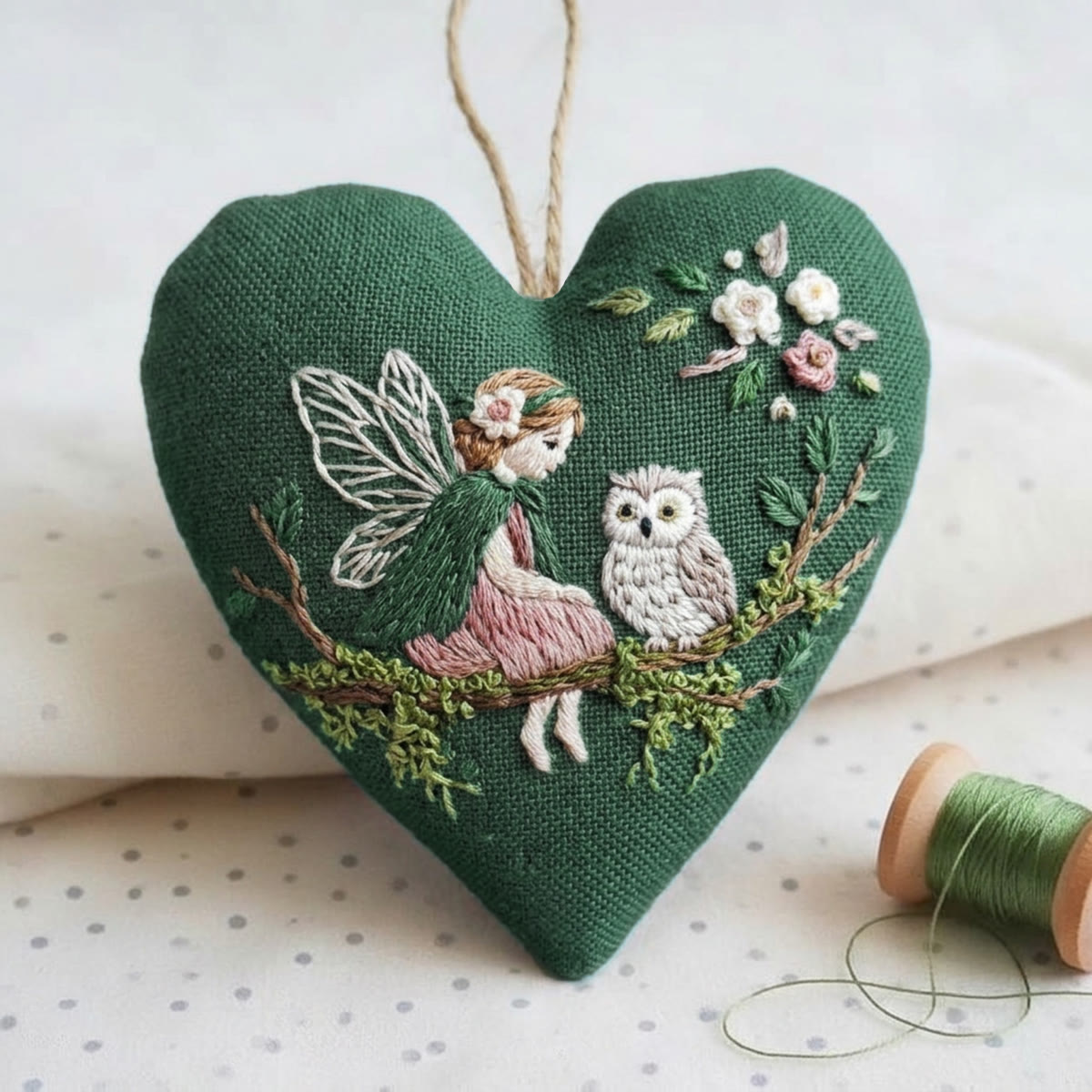 Rubbyoo Heart Embroidery Kit - Fairy And Little Owl | Whimsical Art Decor | Creative Handmade Gift  - image 3