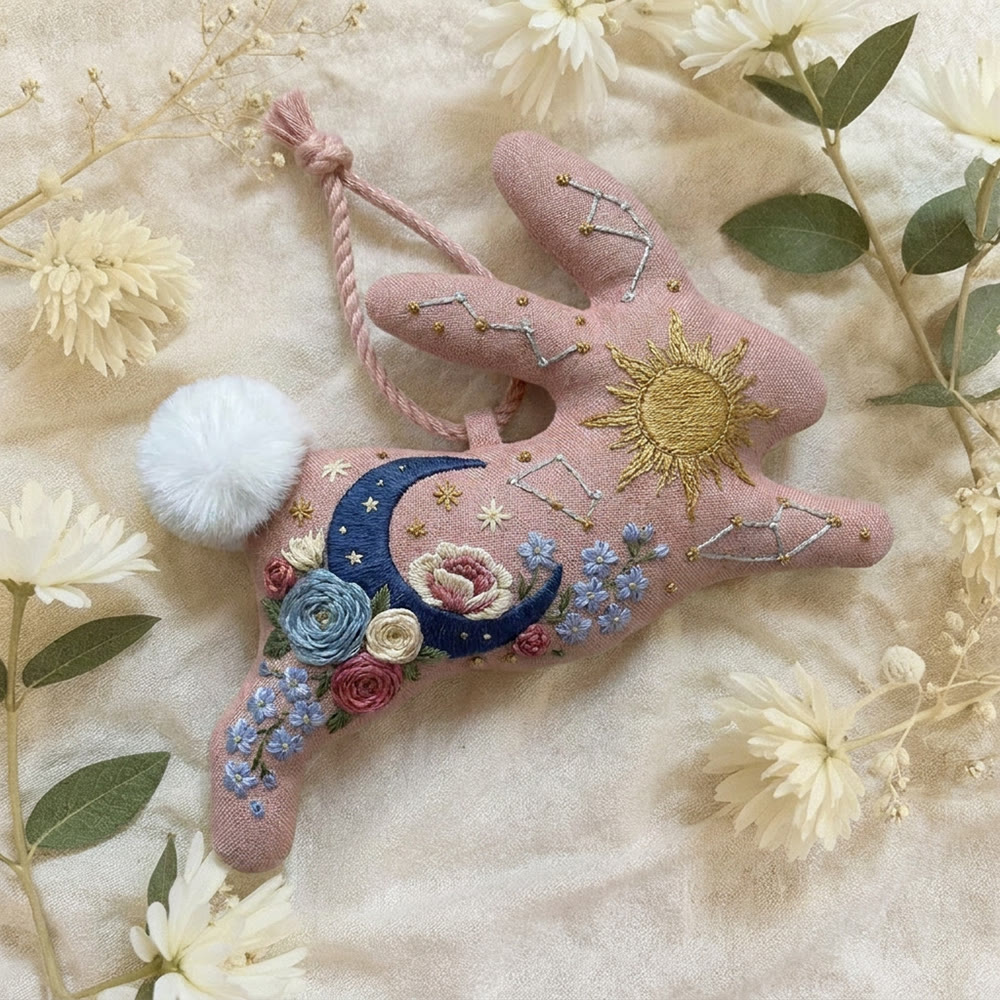 Rubbyoo Rabbit Embroidery Kit -  Golden Sun & Constellation | Exquisite Floral & Cosmic Motif | Healing Easy-to-do Needlework Project - image 2