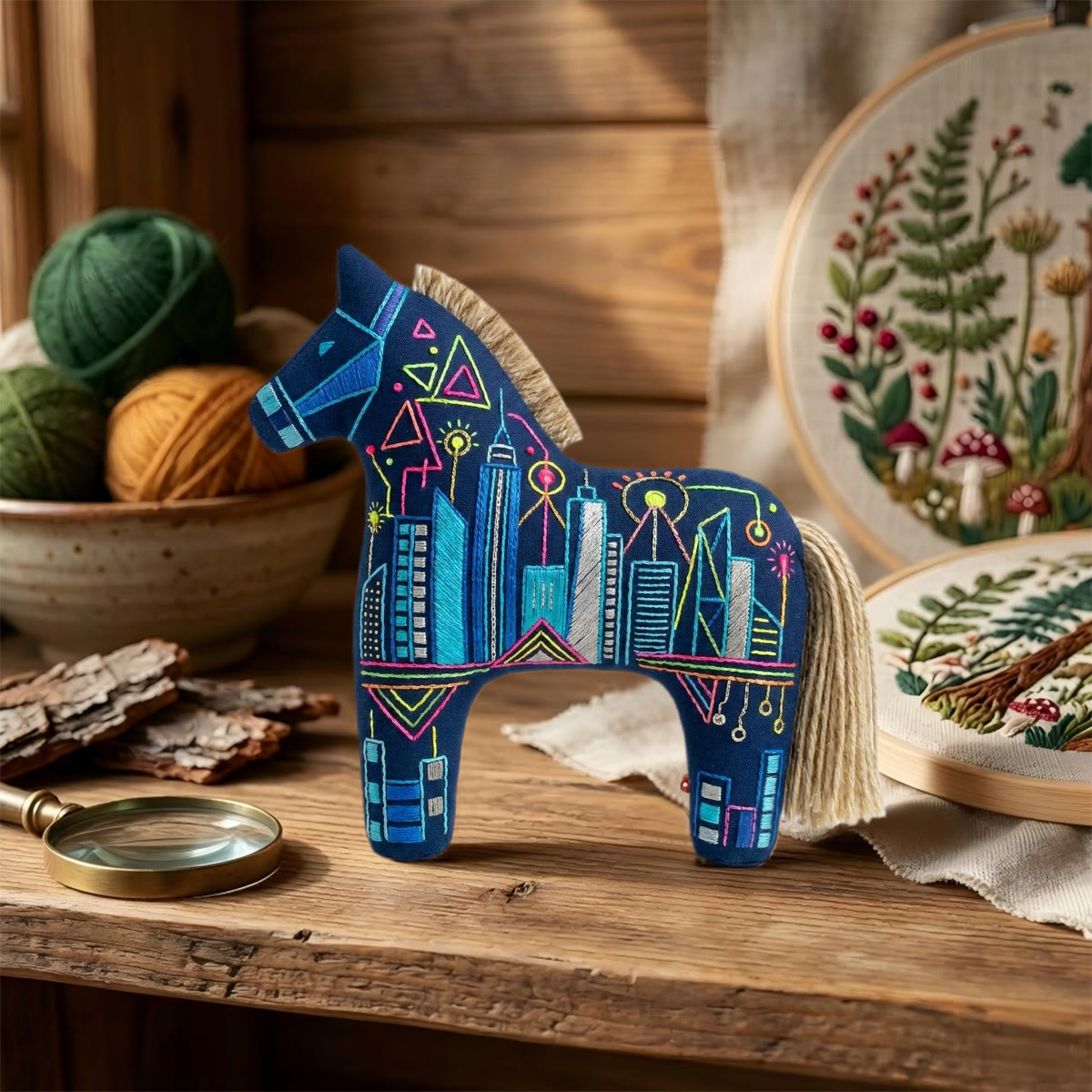 Rubbyoo Dala Horse Embroidery Kit - City Skyline | Meaningful Handmade Gift | Modern Urban Style Accessories - image 5