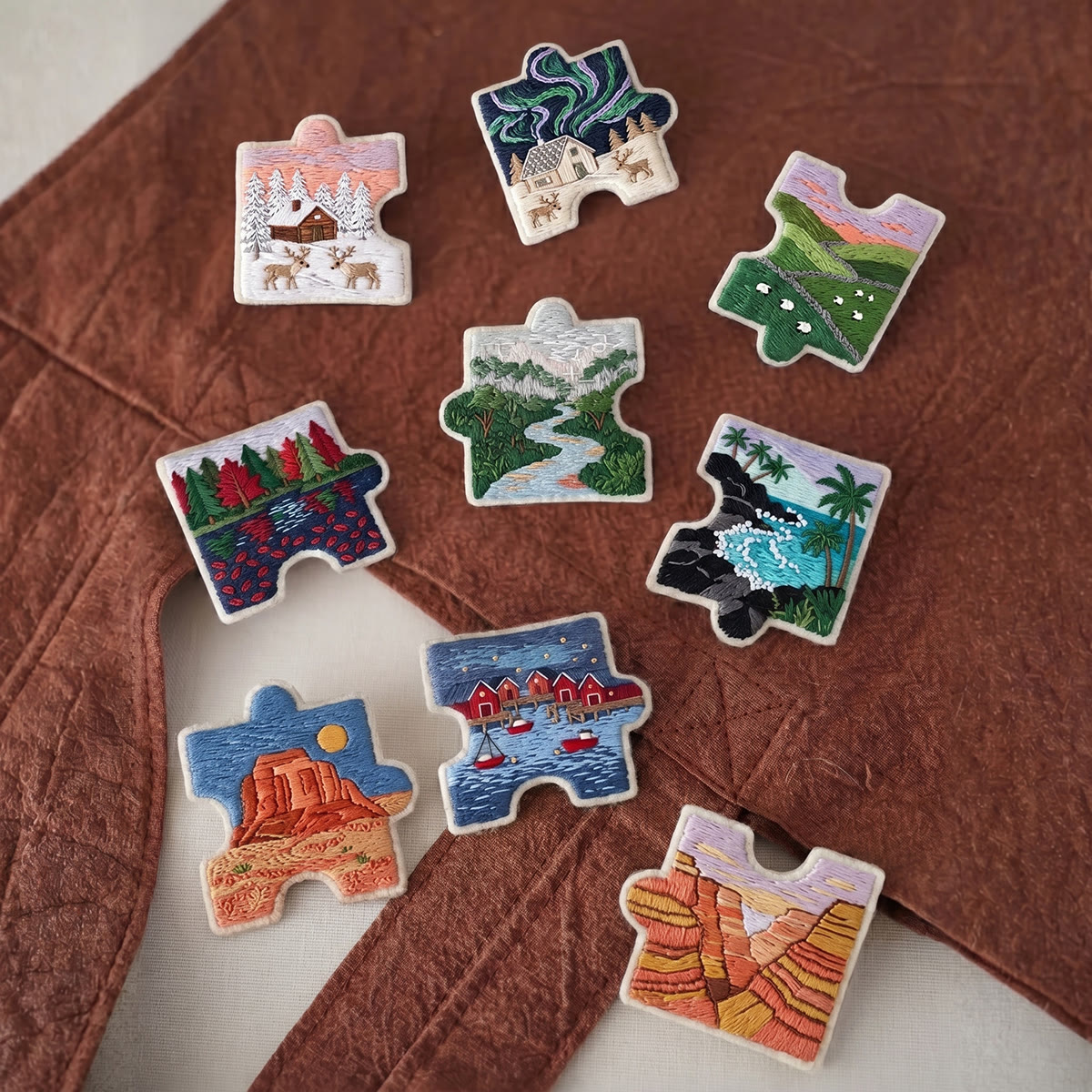Rubbyoo Diy Magnet & Brooch Embroidery Puzzle Kit - Scenic Views | Decorative Kitchen Magnet - image 2