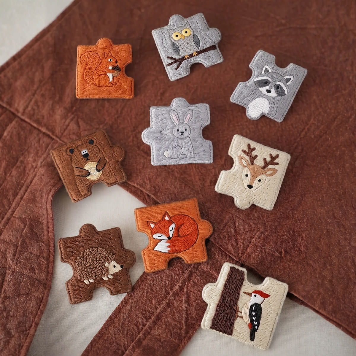 Rubbyoo Diy Magnet & Brooch Embroidery Puzzle Kit - Woodland Animals | Nursery Decor Aesthetics - image 2