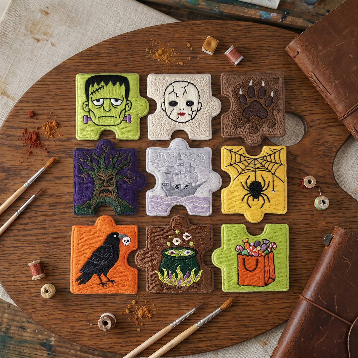 Rubbyoo Diy Magnet & Brooch Embroidery Puzzle Kit - Spooky Halloween Scenes | Gifts For Horror Fans - image 5
