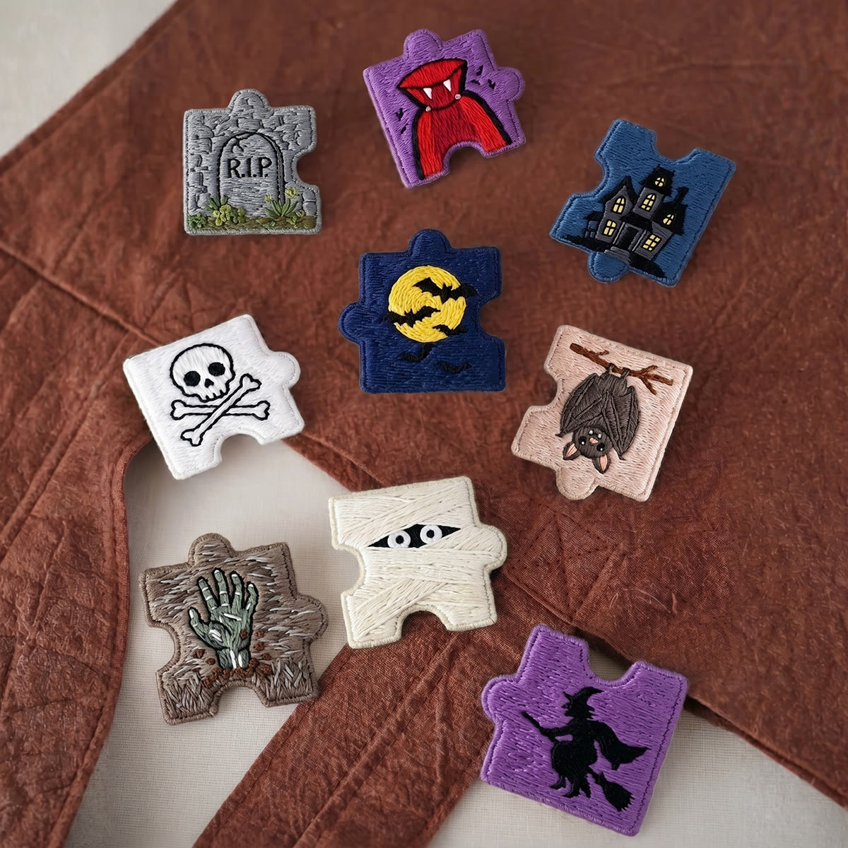 Rubbyoo Diy Magnet & Brooch Embroidery Puzzle Kit - Vintage Horror Aesthetics | Spooky Cute Fridge Decor - image 2