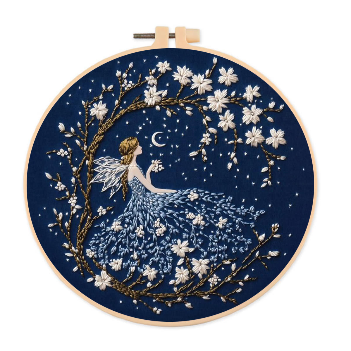 Rubbyoo Embroidery Kit - Blue Fairy |  Pretty Handmade Sewing Kit | Elegant Fairy-Tale Motif Gift For Her - 20*20cm - image 1