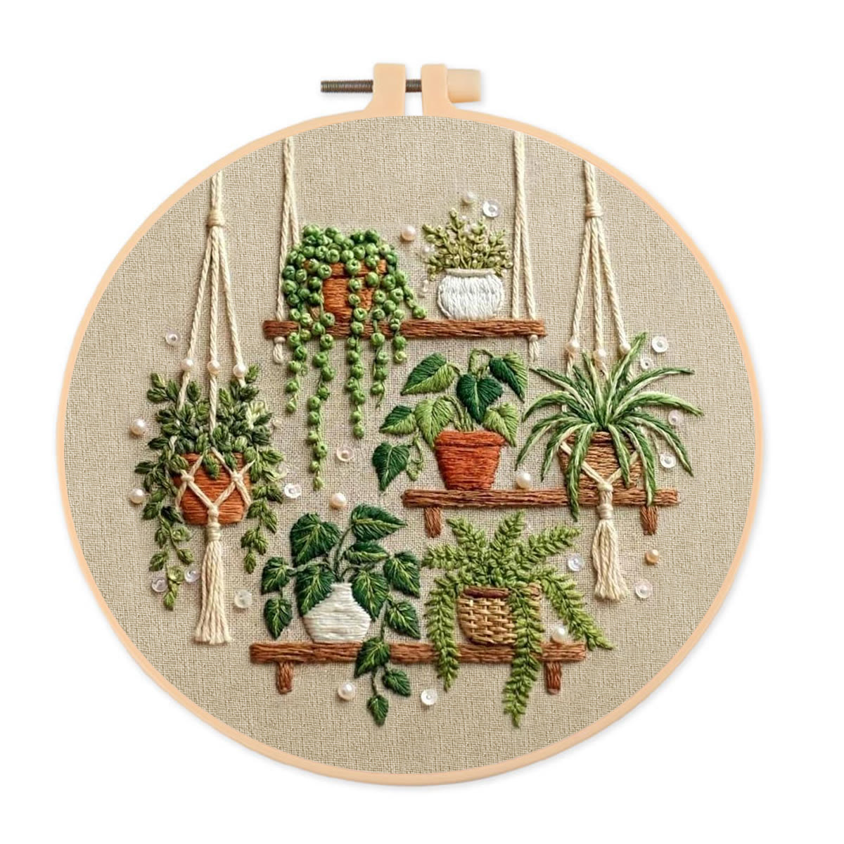 Rubbyoo Embroidery Kit - Potted Plant | Intricate Textured Botanical Collection  | Special Garden Theme Gift For Plant Lovers - 20*20cm - image 1