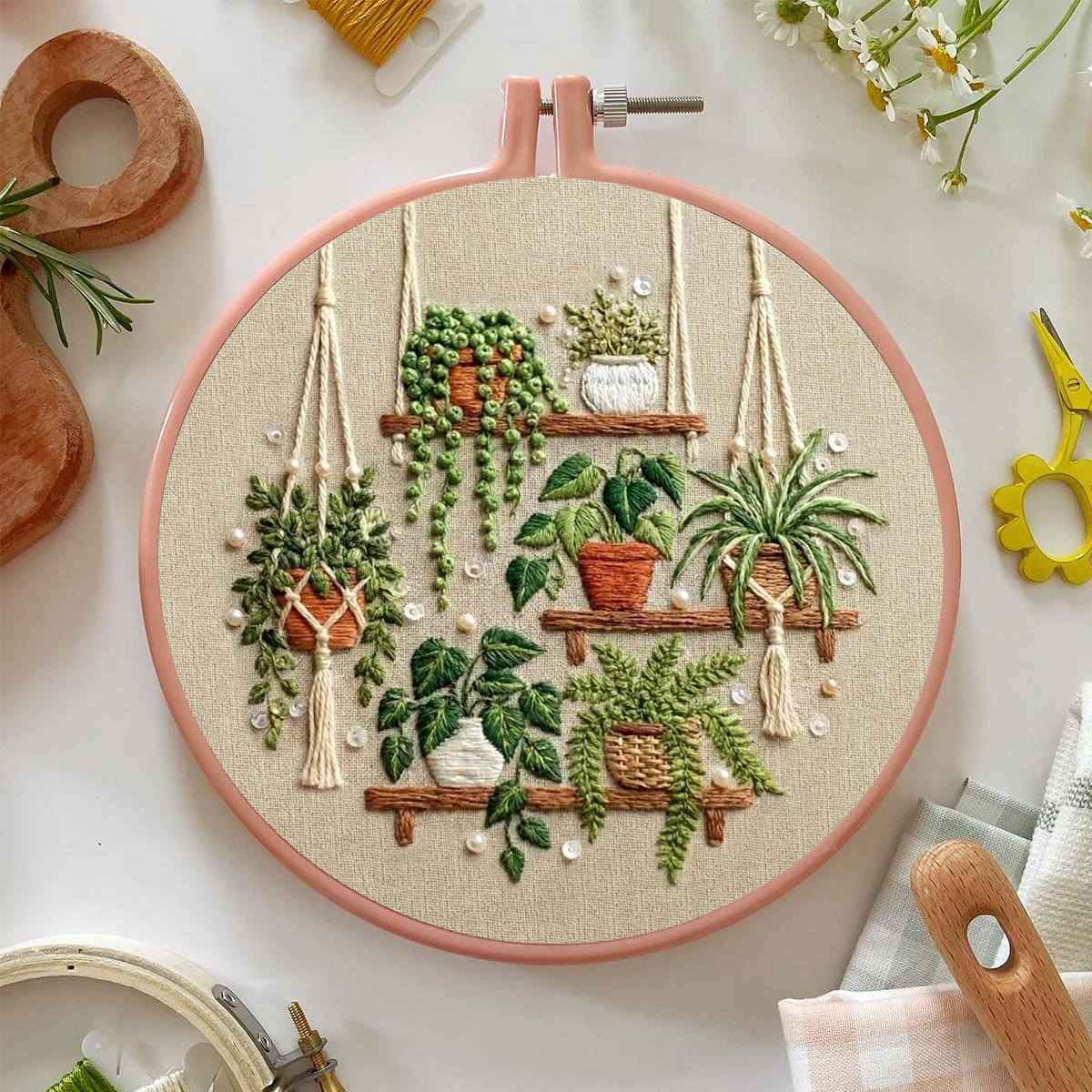 Rubbyoo Embroidery Kit - Potted Plant | Intricate Textured Botanical Collection  | Special Garden Theme Gift For Plant Lovers - image 2
