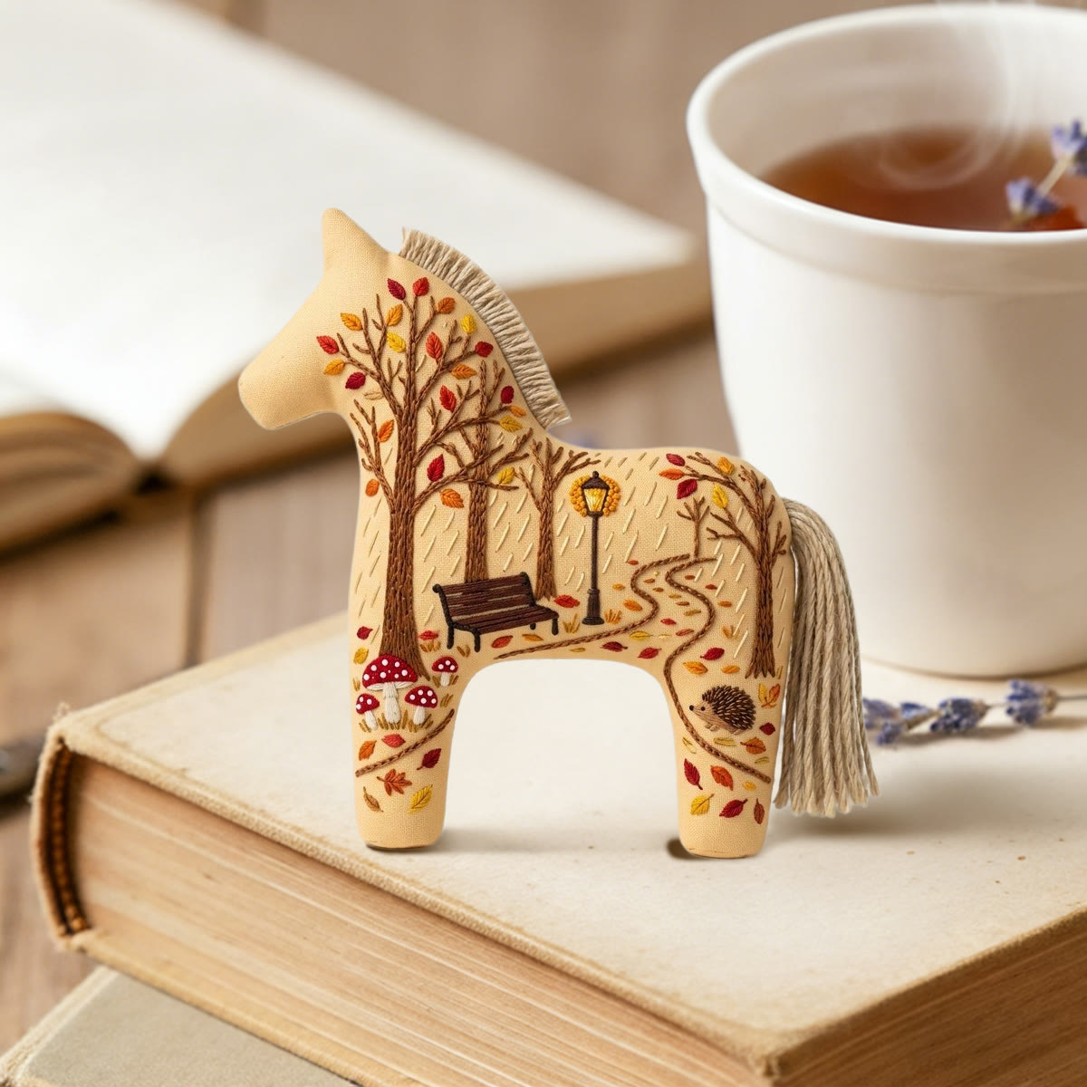 Rubbyoo Dala Horse Embroidery Kit - Fall Foliage | Gift For Crafters | Cottagecore Hanging Decor - image 2