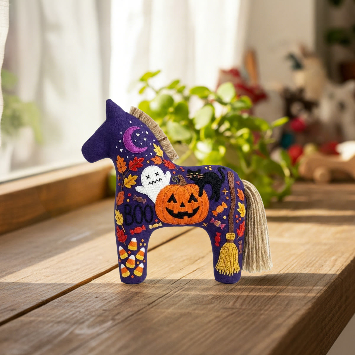 Rubbyoo Dala Horse Embroidery Kit - Jack-o'-Lantern | Cute Ghost Gift | Witchy Bag Charm - image 3