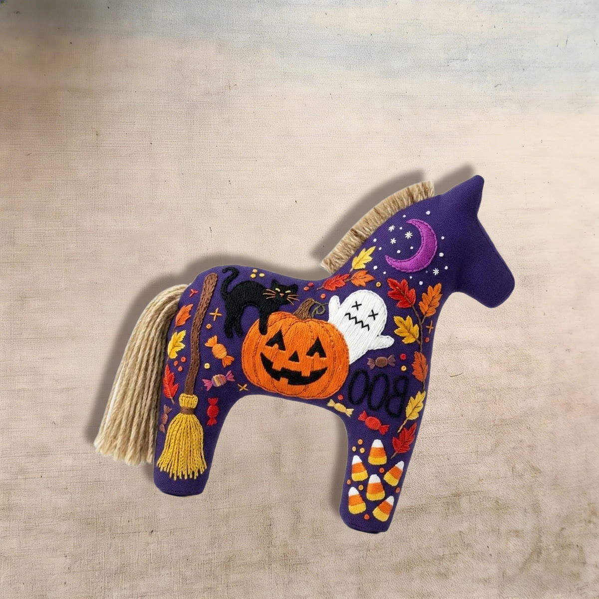 Rubbyoo Dala Horse Embroidery Kit - Jack-o'-Lantern | Cute Ghost Gift | Witchy Bag Charm - image 5
