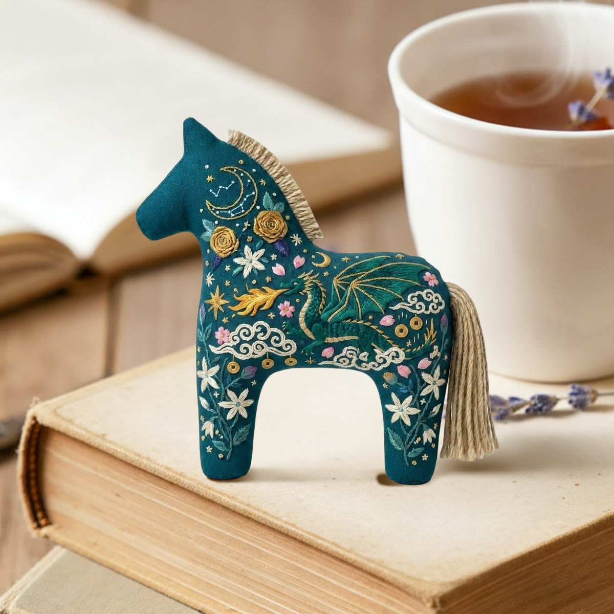 Rubbyoo Dala Horse Embroidery Kit - Fire Breathing Dragon  | Horse Lover Present | Aesthetic Bag Charm - image 3