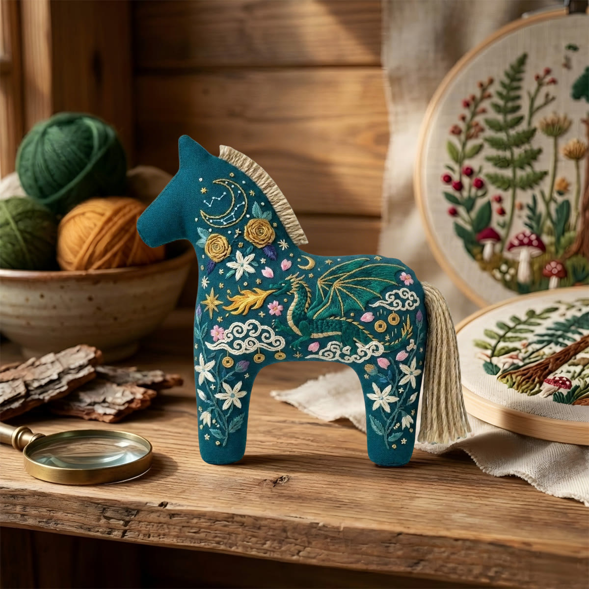 Rubbyoo Dala Horse Embroidery Kit - Fire Breathing Dragon  | Horse Lover Present | Aesthetic Bag Charm - image 6