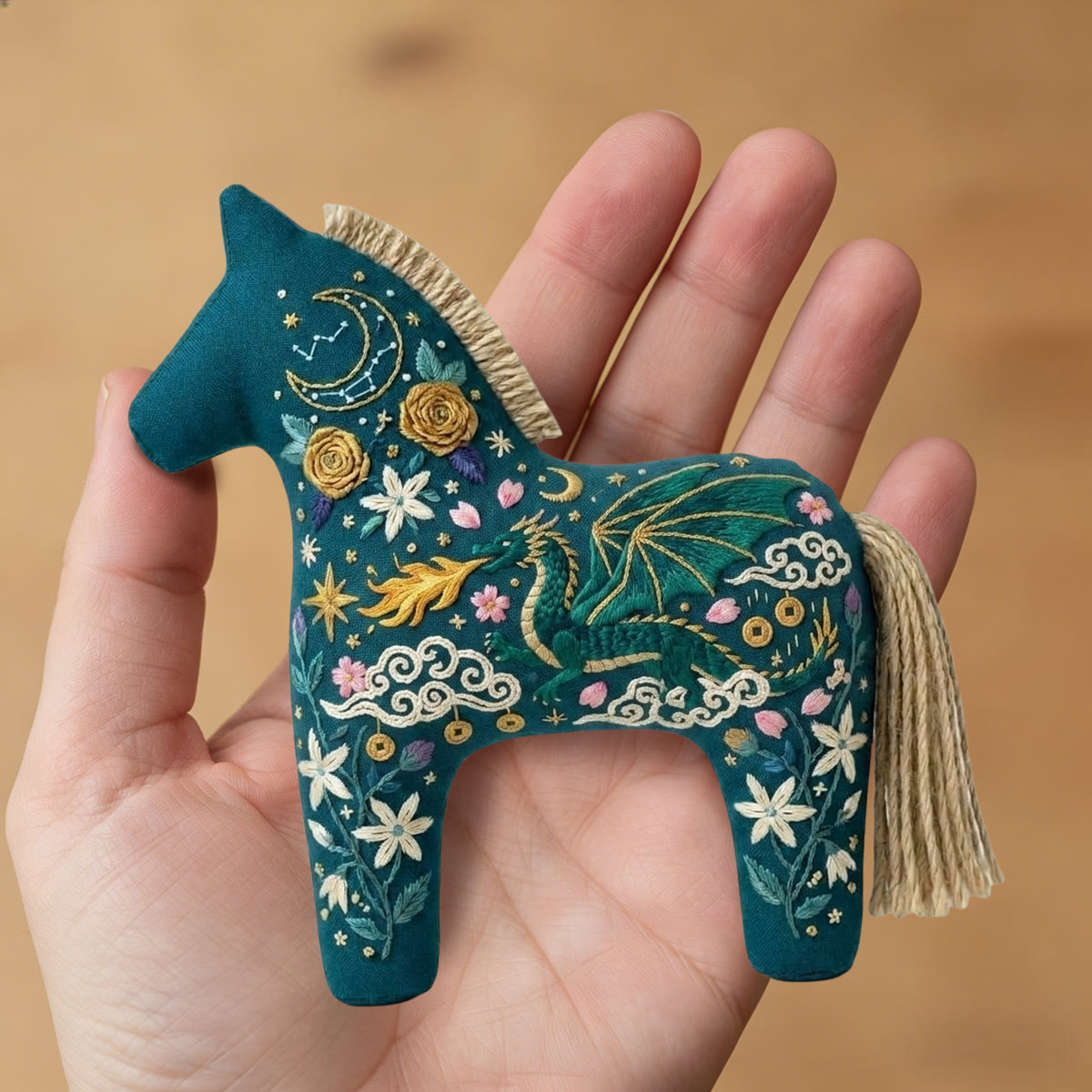 Rubbyoo Dala Horse Embroidery Kit - Fire Breathing Dragon  | Horse Lover Present | Aesthetic Bag Charm - image 8