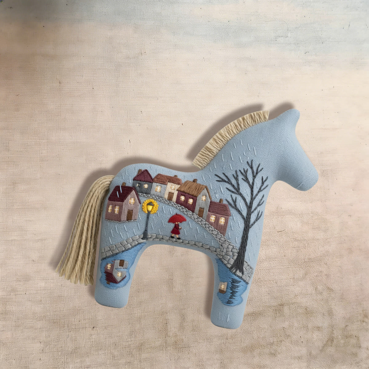 Rubbyoo Dala Horse Embroidery Kit - Woman With Red Umbrella | Cute Gift For Her | Cozy Bedroom Decor - image 4