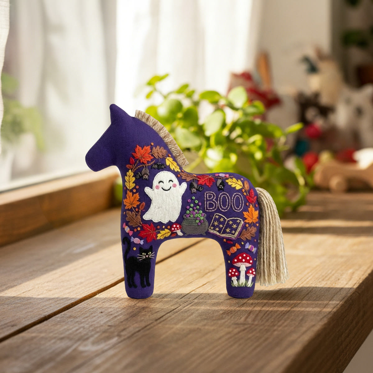 Rubbyoo Dala Horse Embroidery Kit - Cute White Ghost | Gift For Witchy Friends | Whimsical Holiday Decor - image 3