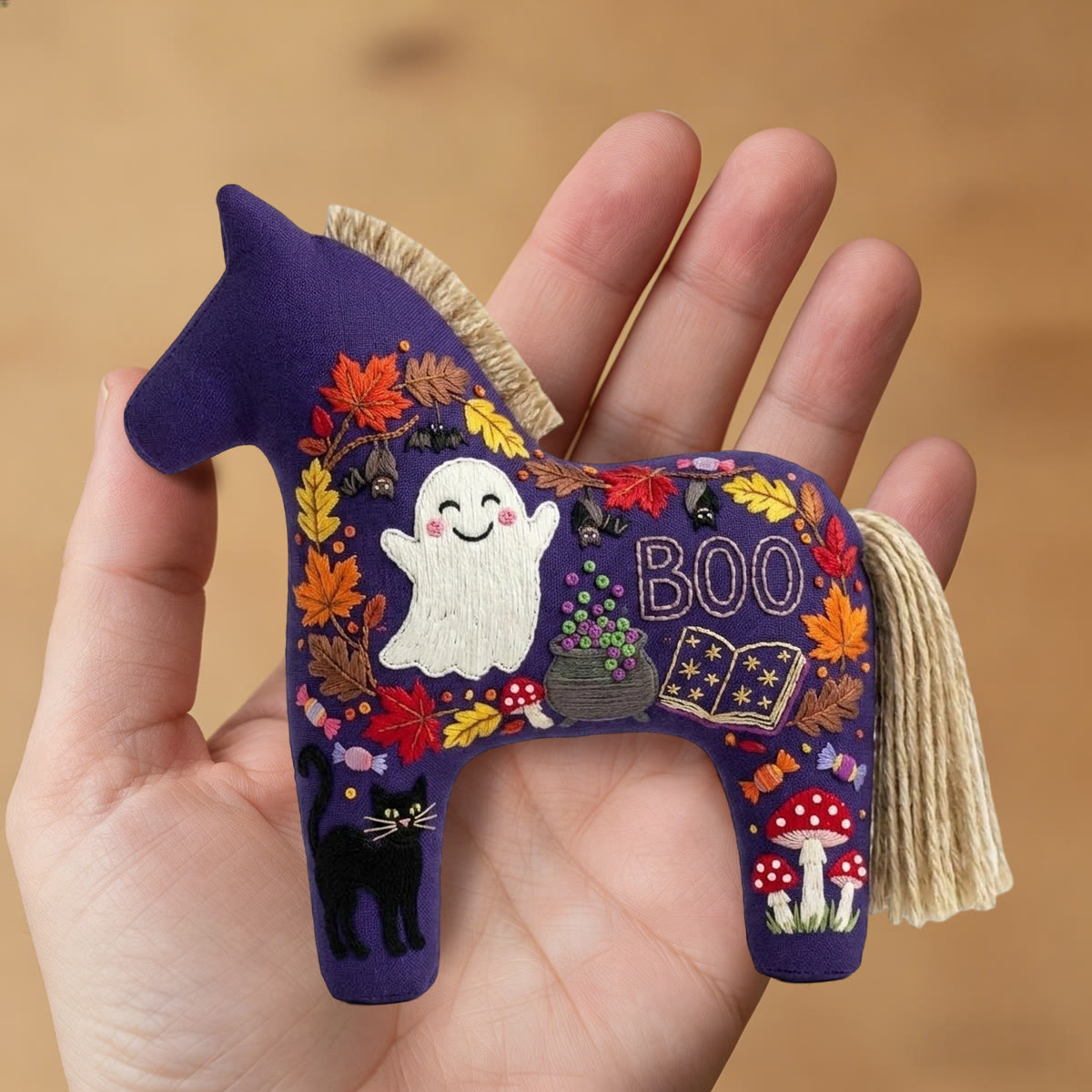 Rubbyoo Dala Horse Embroidery Kit - Cute White Ghost | Gift For Witchy Friends | Whimsical Holiday Decor - image 8