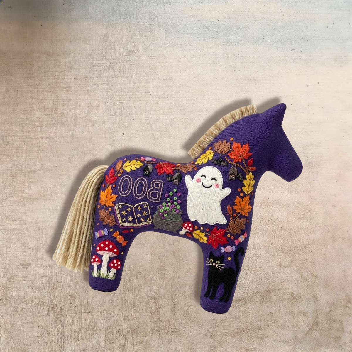 Rubbyoo Dala Horse Embroidery Kit - Cute White Ghost | Gift For Witchy Friends | Whimsical Holiday Decor - image 4