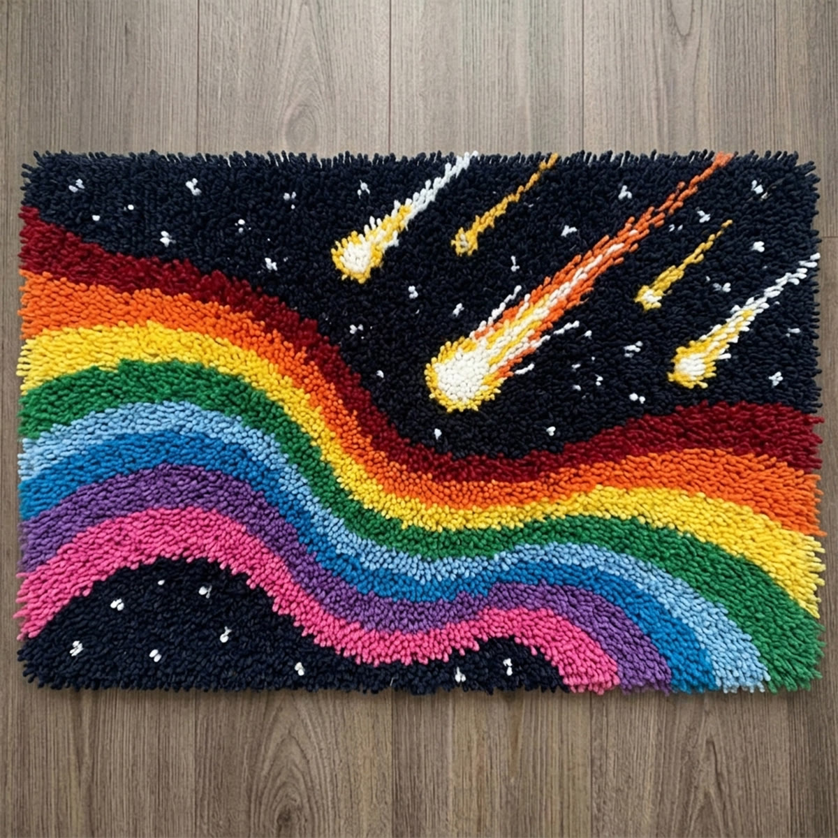 Rubbyoo Latch Hook Rug Kit - Shooting Stars | Unique Handmade Craft | Nursery Floor Mat - 75×50cm - image 1