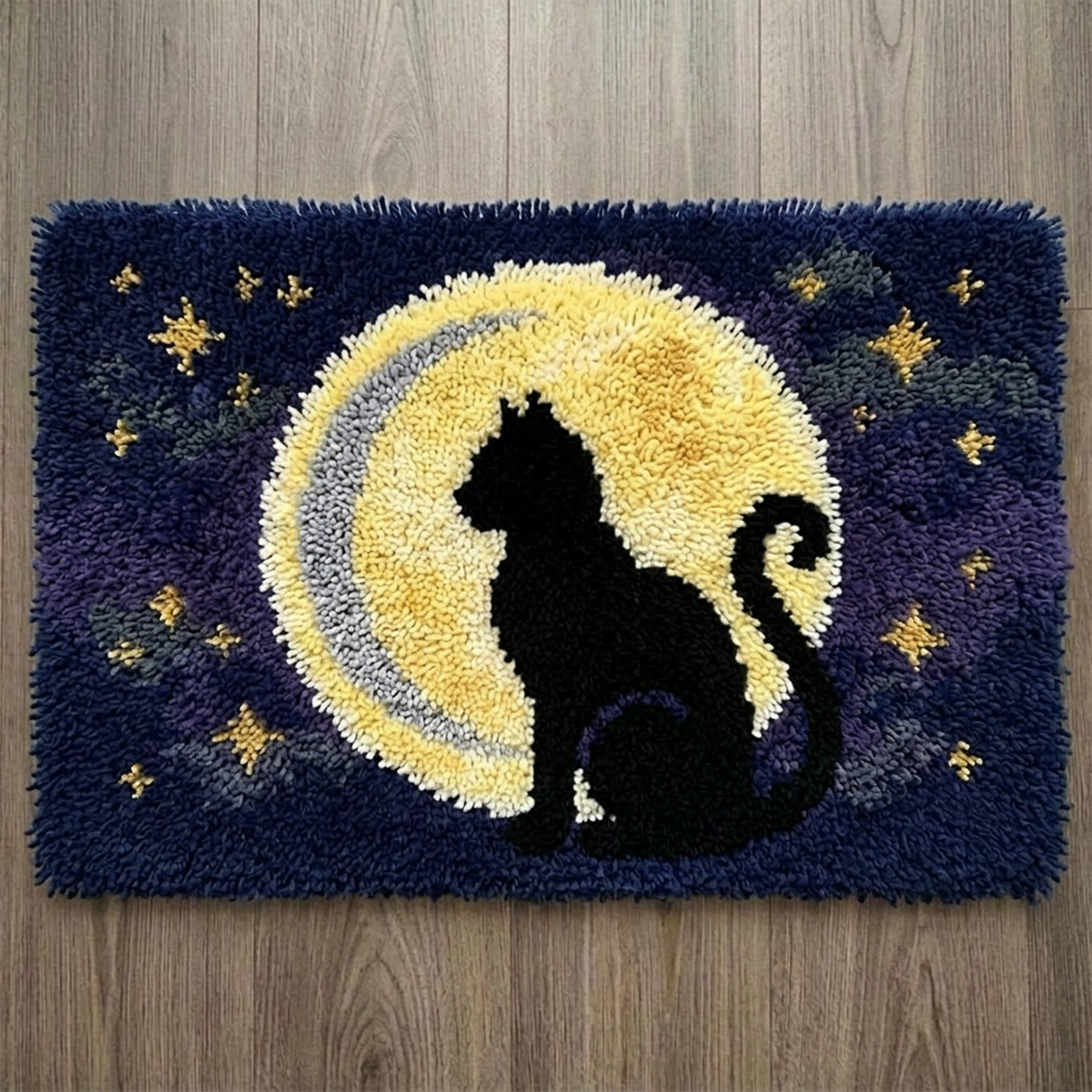 Rubbyoo Latch Hook Rug Kit - Black Cat And  Full Moon | Gift For Cat Lovers | Bedroom Accent Rug - 75×50cm - image 1