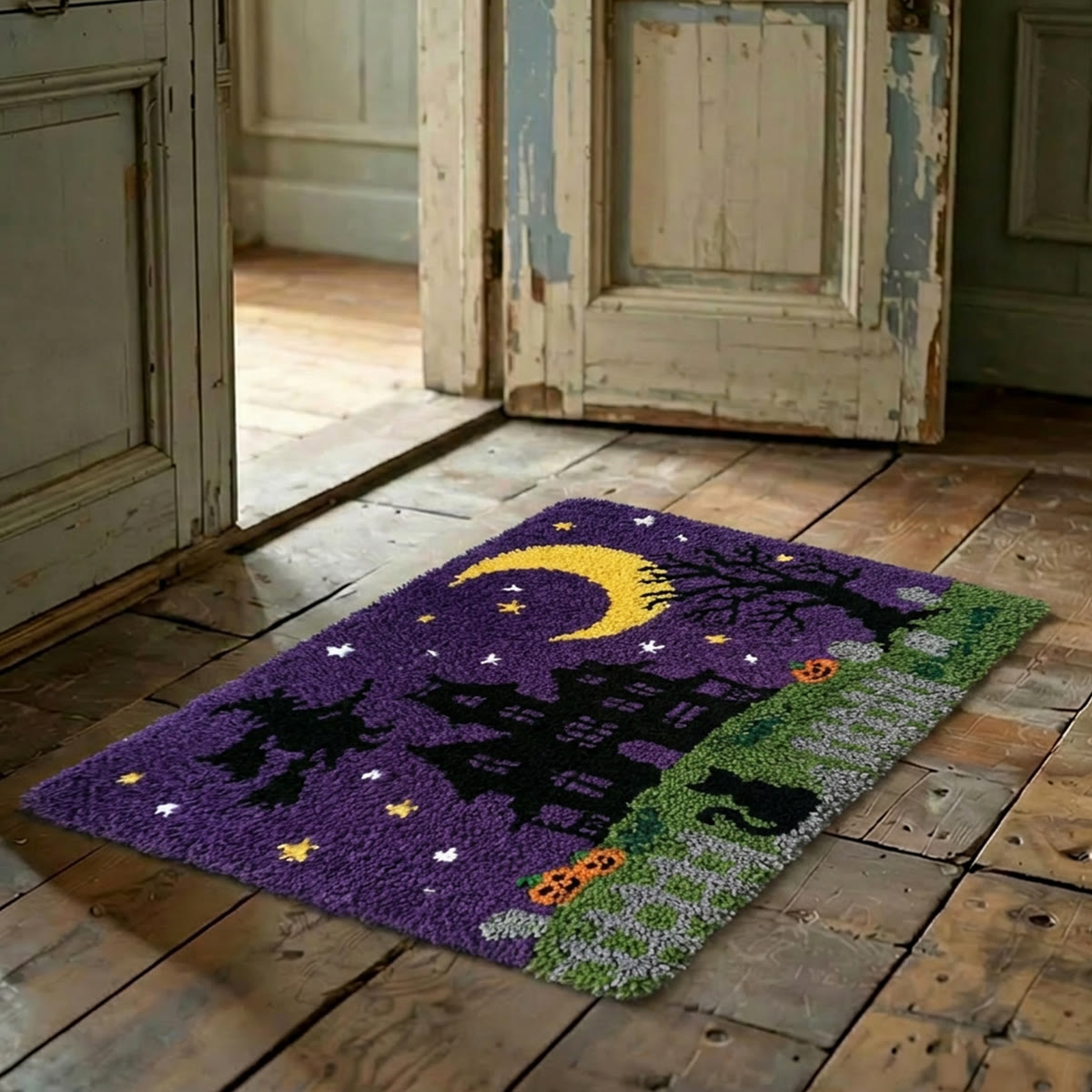 Rubbyoo Latch Hook Rug Kit - Haunted House | Halloween Spooky Gift | Entryway Welcome Mat - image 4
