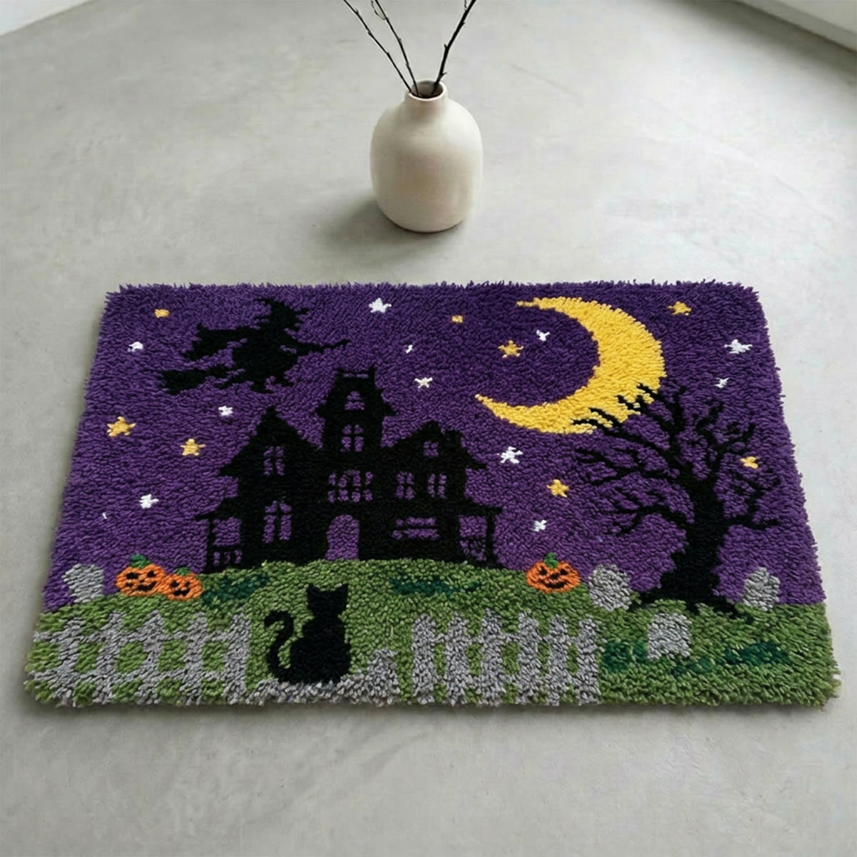 Rubbyoo Latch Hook Rug Kit - Haunted House | Halloween Spooky Gift | Entryway Welcome Mat - image 3