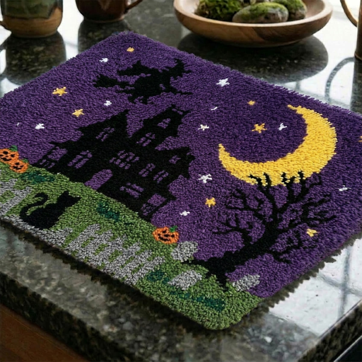 Rubbyoo Latch Hook Rug Kit - Haunted House | Halloween Spooky Gift | Entryway Welcome Mat - image 6