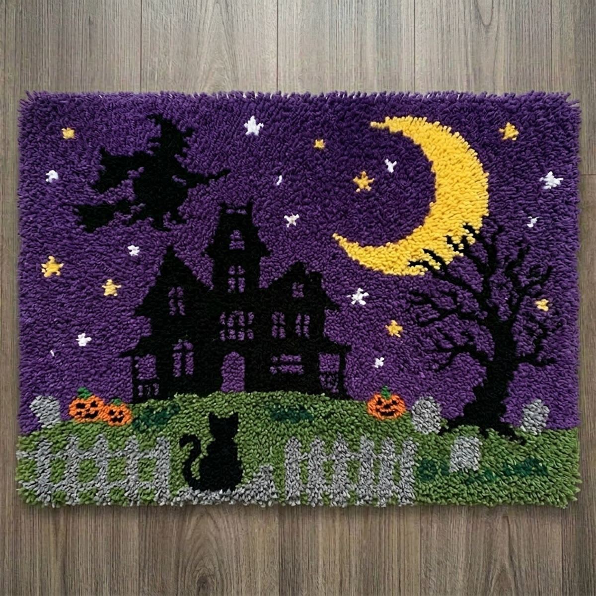 Rubbyoo Latch Hook Rug Kit - Haunted House | Halloween Spooky Gift | Entryway Welcome Mat - 75×50cm - image 1