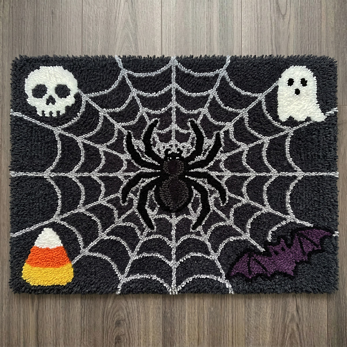 Rubbyoo Latch Hook Rug Kit - Big Black Spider | Handmade Gift For Her | Halloween Holiday Spooky Mat   - 75×50cm - image 1