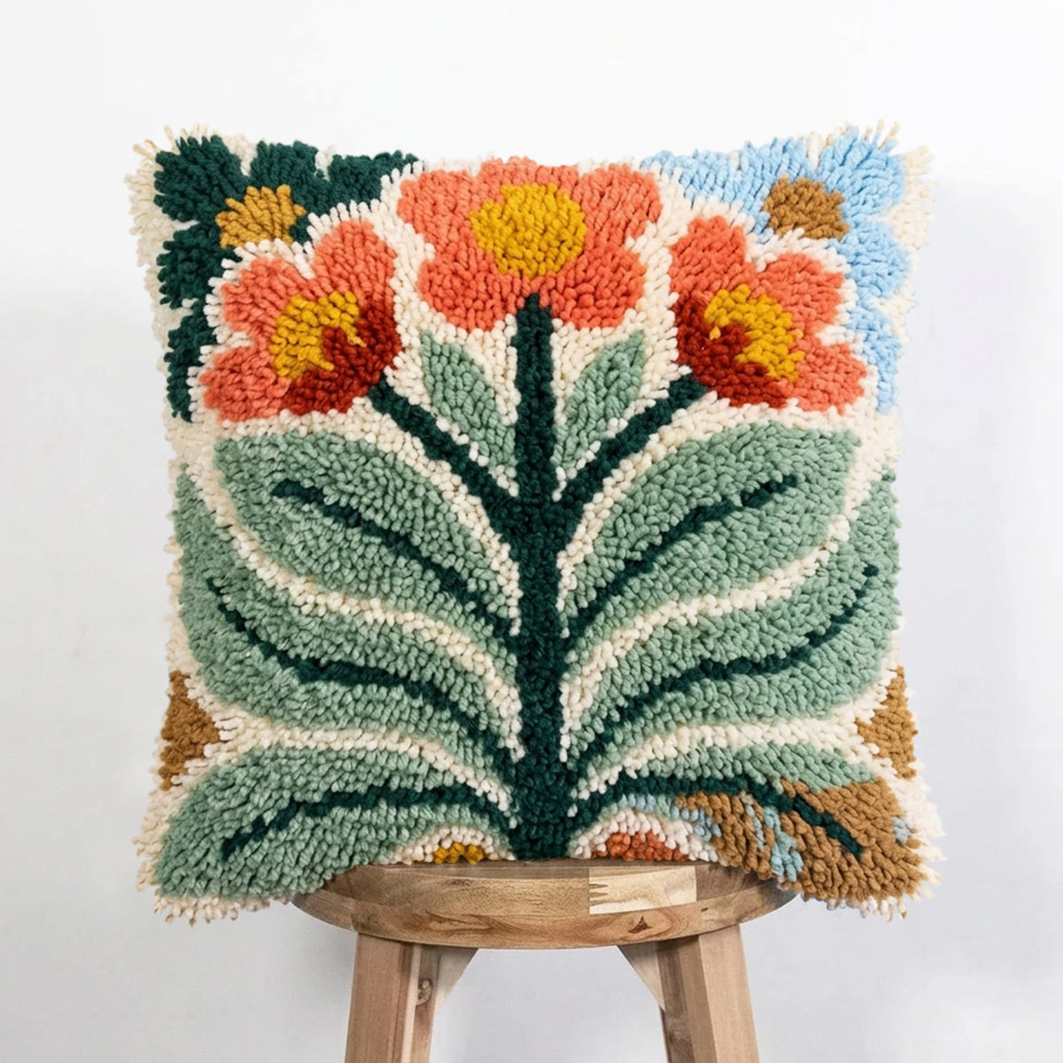 Rubbyoo Latch Hook Pillow Kit - Blooming Floral | Birthday Gift For Her | Home Decor For Sofa Bed - image 3