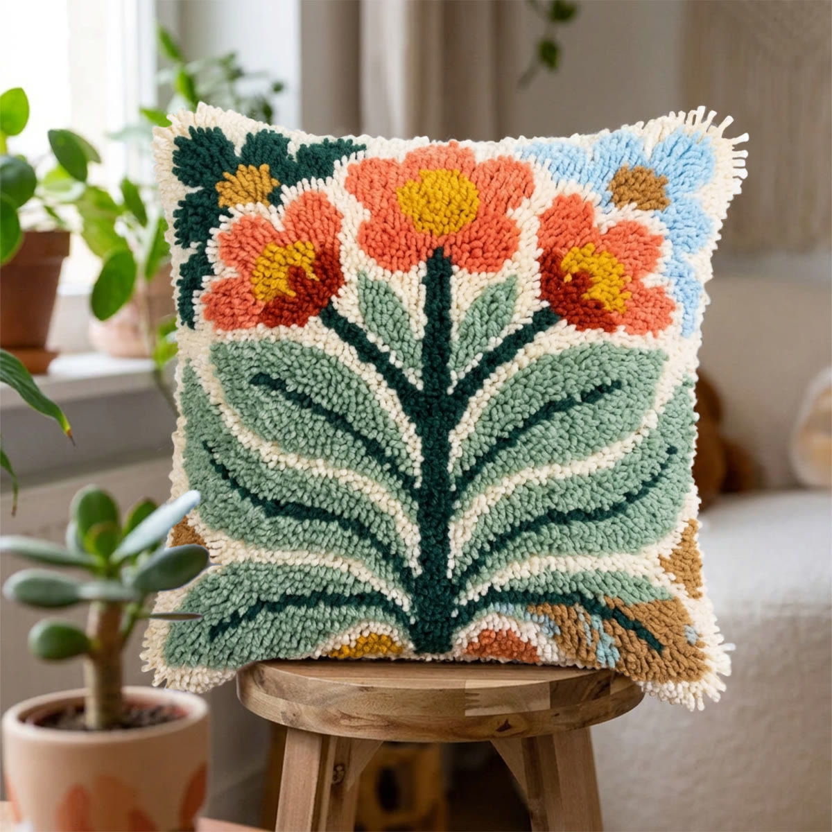 Rubbyoo Latch Hook Pillow Kit - Blooming Floral | Birthday Gift For Her | Home Decor For Sofa Bed - image 5