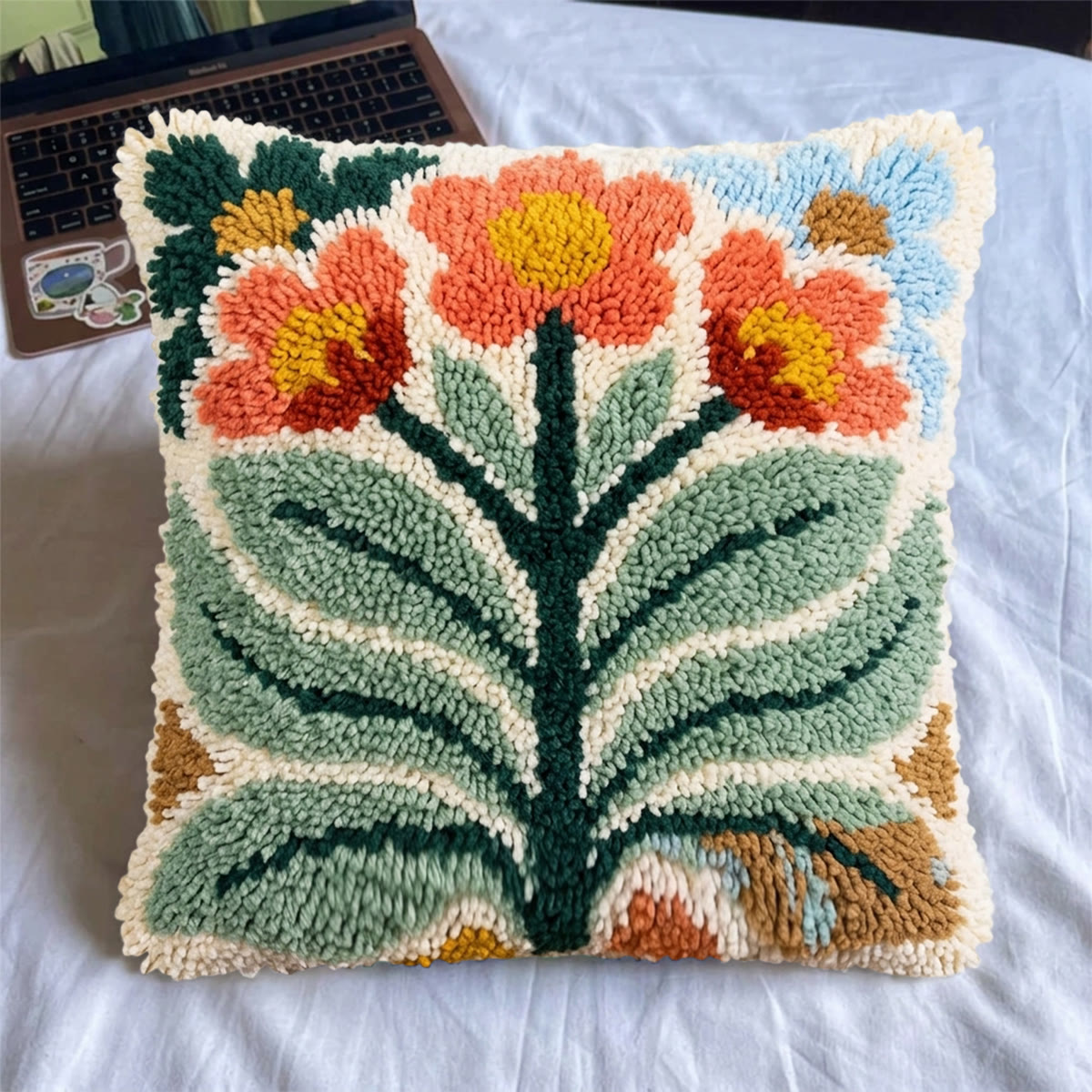 Rubbyoo Latch Hook Pillow Kit - Blooming Floral | Birthday Gift For Her | Home Decor For Sofa Bed - image 6