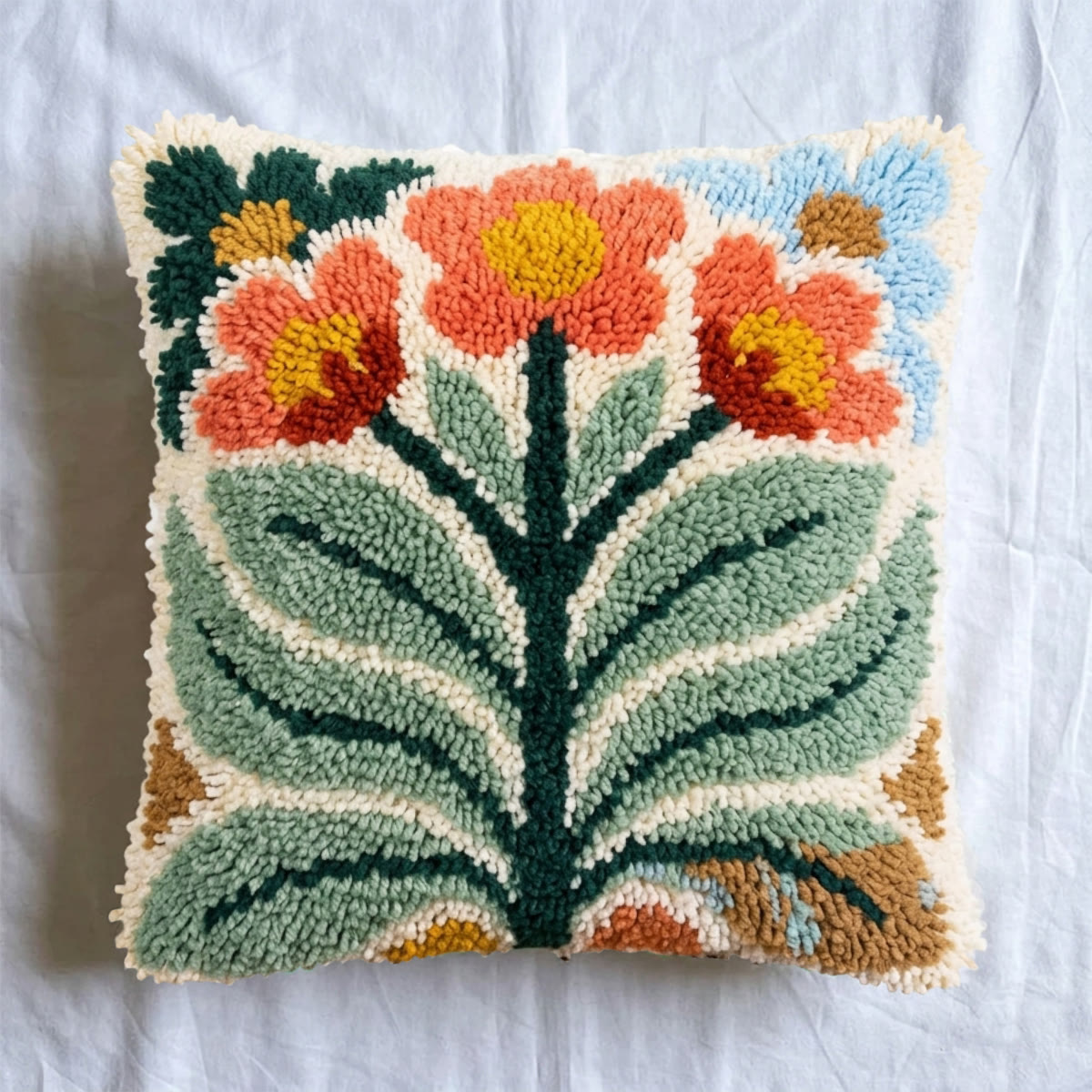Rubbyoo Latch Hook Pillow Kit - Blooming Floral | Birthday Gift For Her | Home Decor For Sofa Bed - image 4