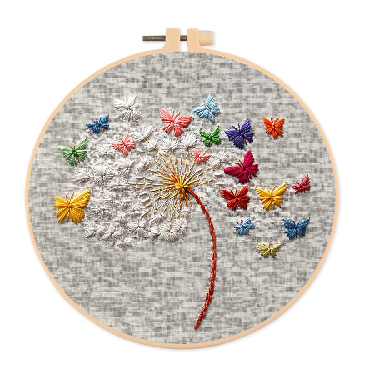 Rubbyoo Embroidery Kit - Dandelion With Butterfly | Easy Handmade Art | Perfect Decorative Gift  - 20*20cm - image 1