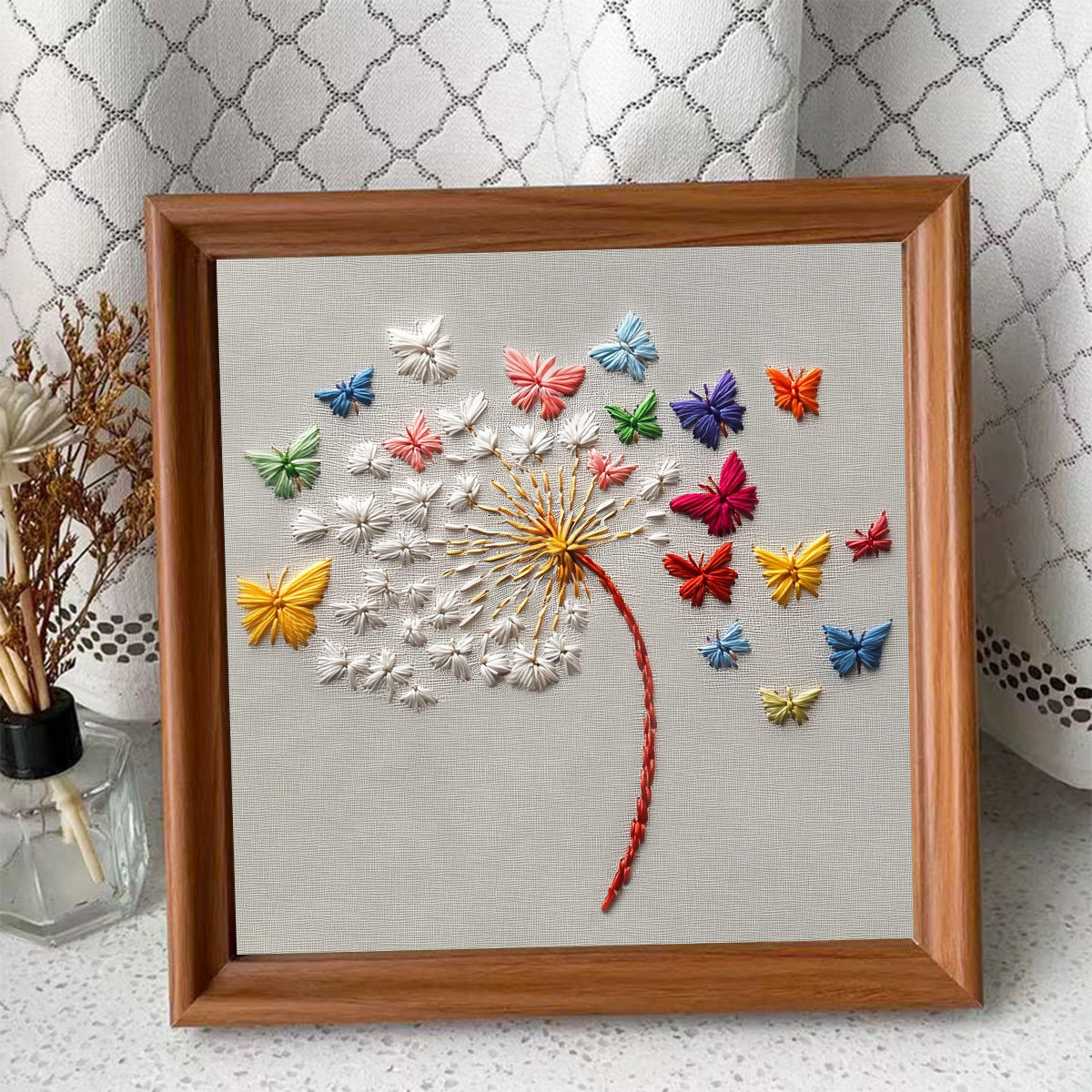 Rubbyoo Embroidery Kit - Dandelion With Butterfly | Easy Handmade Art | Perfect Decorative Gift  - Embroidery Kit Plus An Extra Frame - image 9