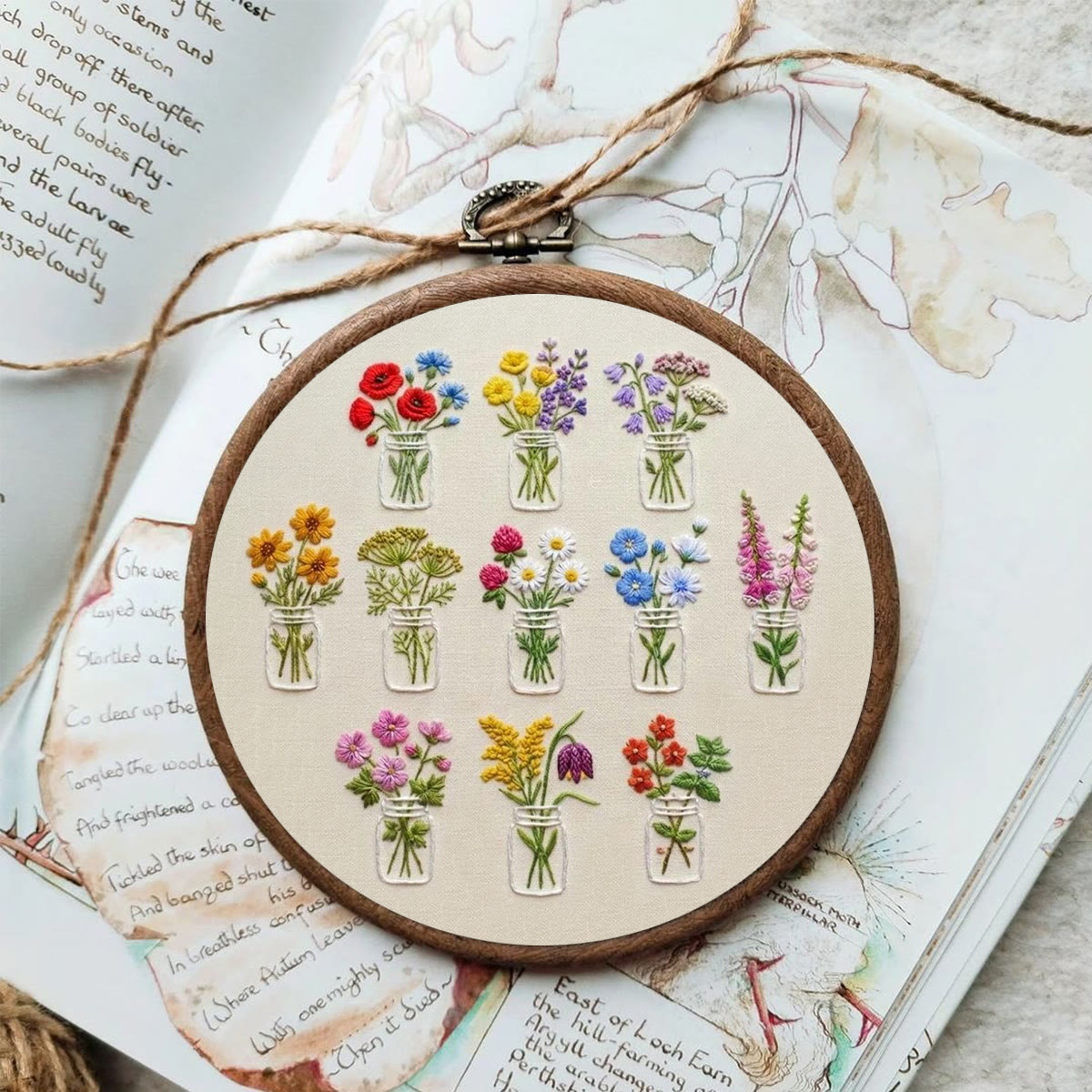 Rubbyoo Embroidery Kit - Colorful Potted Flowers | Nice For Handmade Beginner | Floral Hoop Art Craft  - image 3